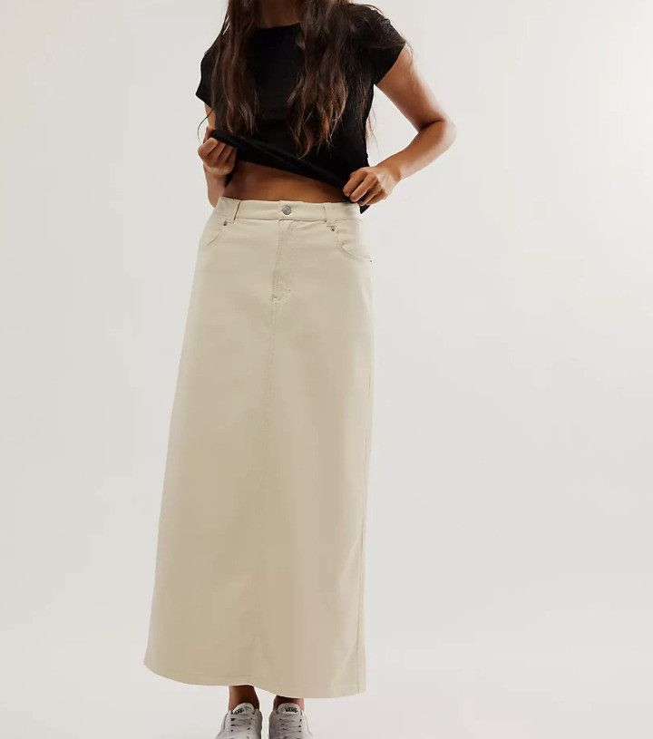 Free People Free People City Slicker Faux Leather Maxi Skirt Nilla Cream Size 25" / US 0 / IT 36 - 1 Thumbnail