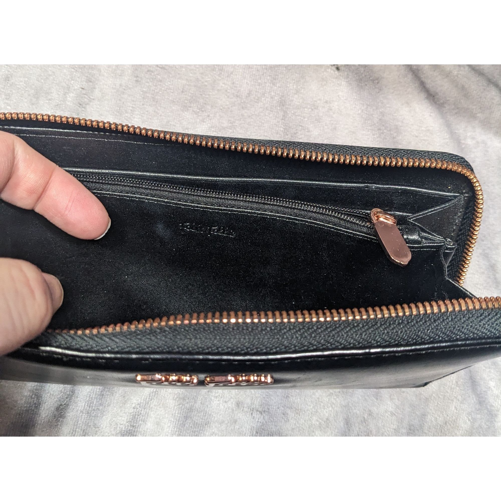 Other Folli Follie Black Leather Zip Wallet With Rose Gold Tone Ac Size ONE SIZE - 12 Thumbnail