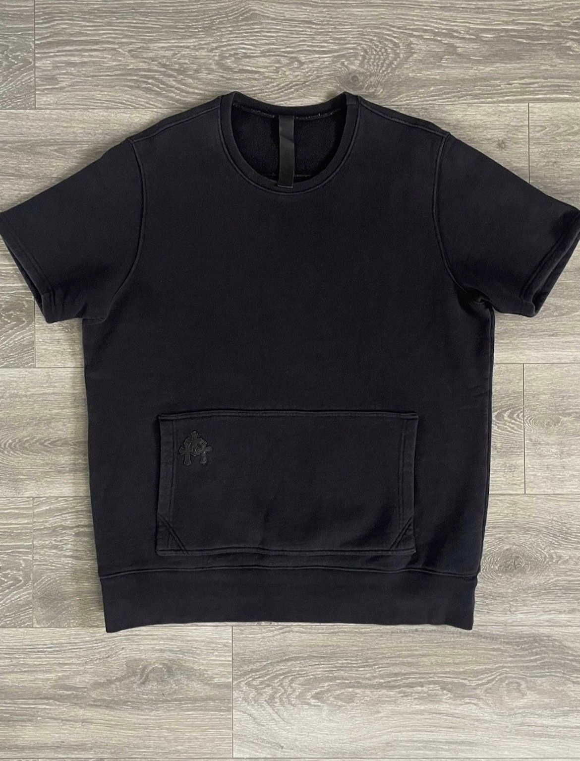 image of Chrome Hearts Crosspatched Short-Sleeve Sweater in Black, Men's (Size XL)