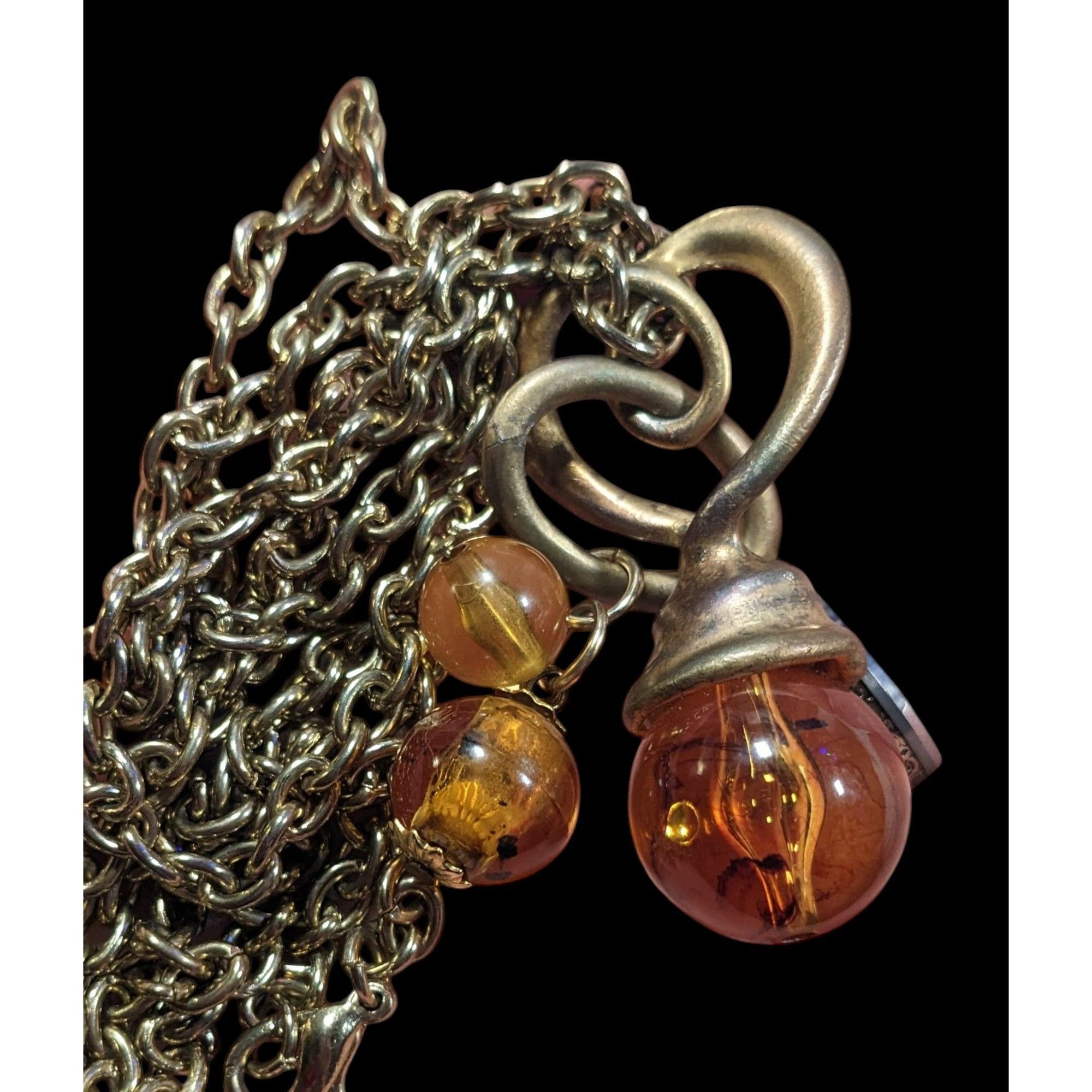 Other Vintage Honey Glass Beaded Charm Pendant Necklace Size ONE SIZE - 3 Thumbnail