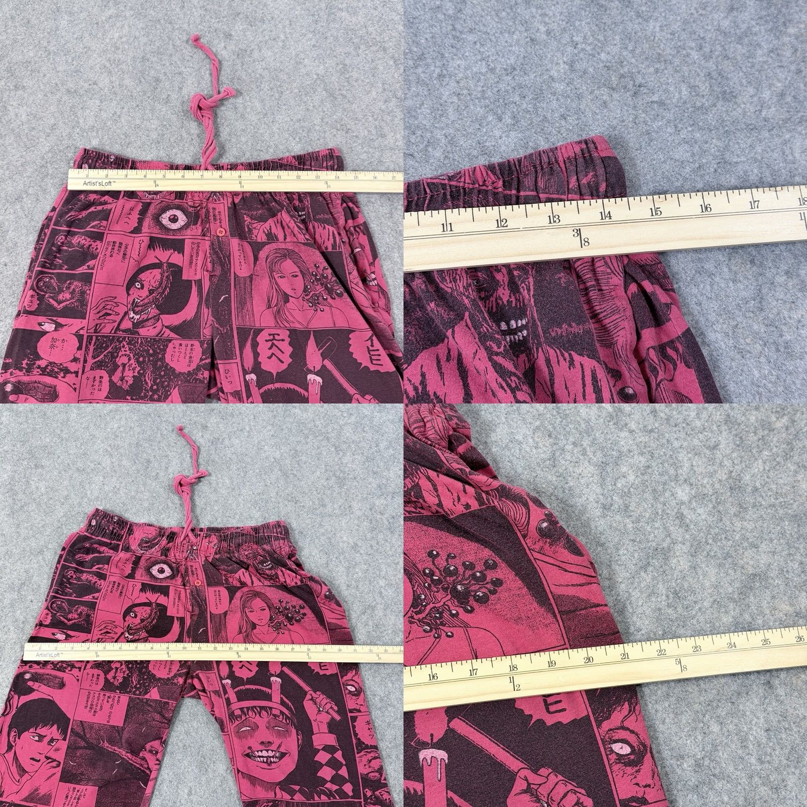 Vintage Junji Ito Collection Pajama Pants Unisex Adult Sz Small Red Anime Cartoon Size US 29 - 8 Thumbnail