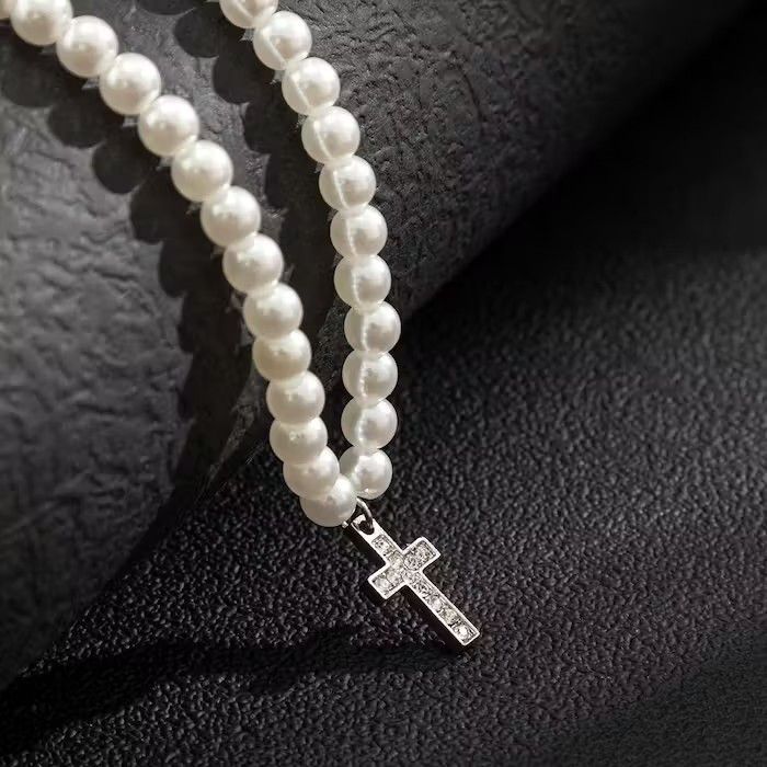 Jewelry × Vintage Cross Pearl Necklace Size ONE SIZE - 4 Thumbnail