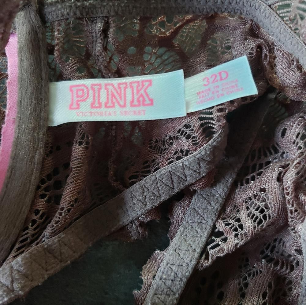 Designer Light Chocolate Laced VS Unlined Racerback Bra Size ONE SIZE - 4 Thumbnail