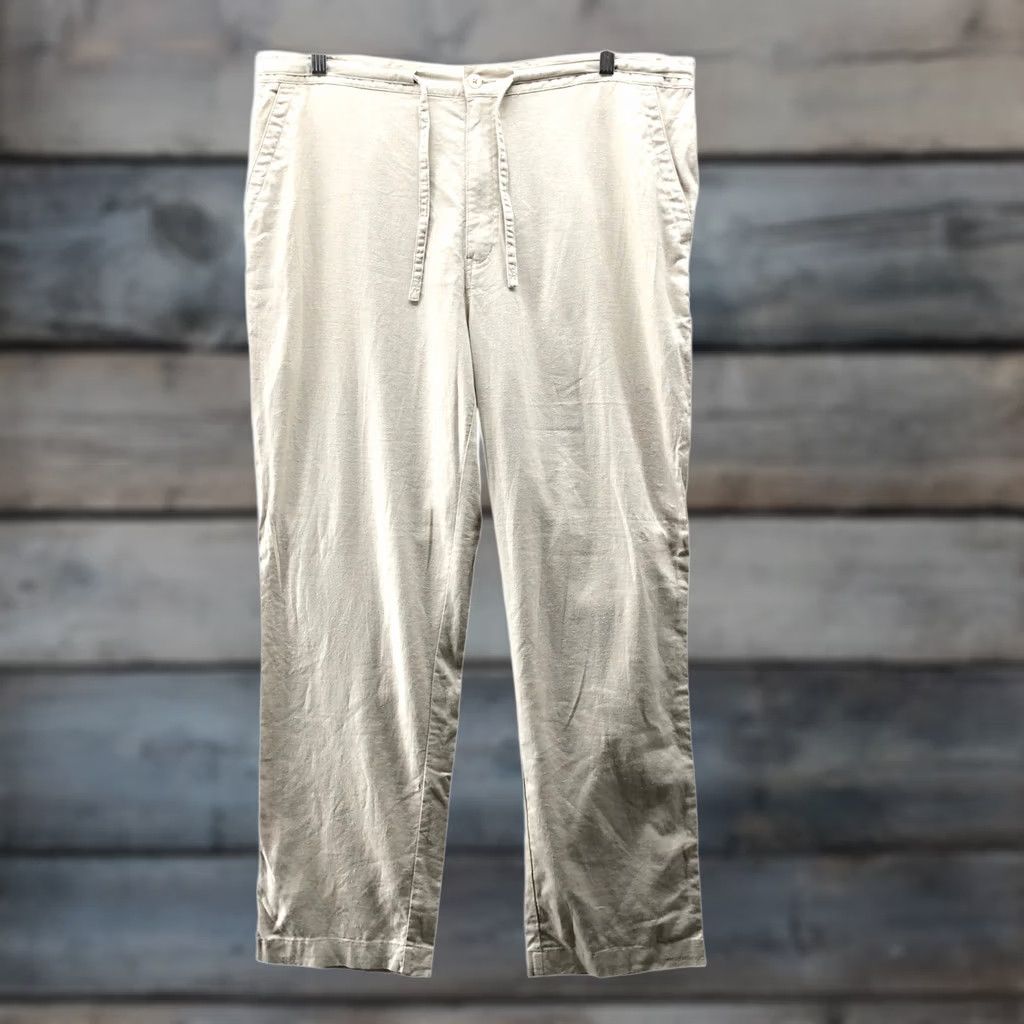 Vintage Havanera Pants Mens XL Beige Cotton Linen Straight Leg Drawstring Resort Size US 36 / EU 52 - 1 Thumbnail
