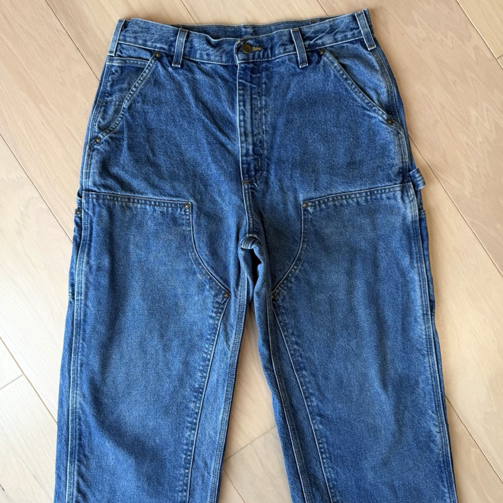Carhartt VINTAGE Carhartt Double Knee Pants Blue Denim 31 Carhartt B17 Straight Leg Heavy Workwear 90s Mens Casual Workwear Pants Size US 31 - 3 Thumbnail