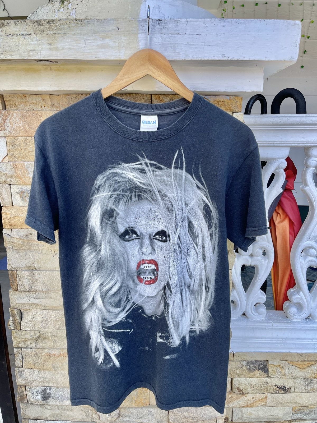 Last Drop🔥Rare🔥SUN FADED Lady Gaga Free Bitch T Shirt