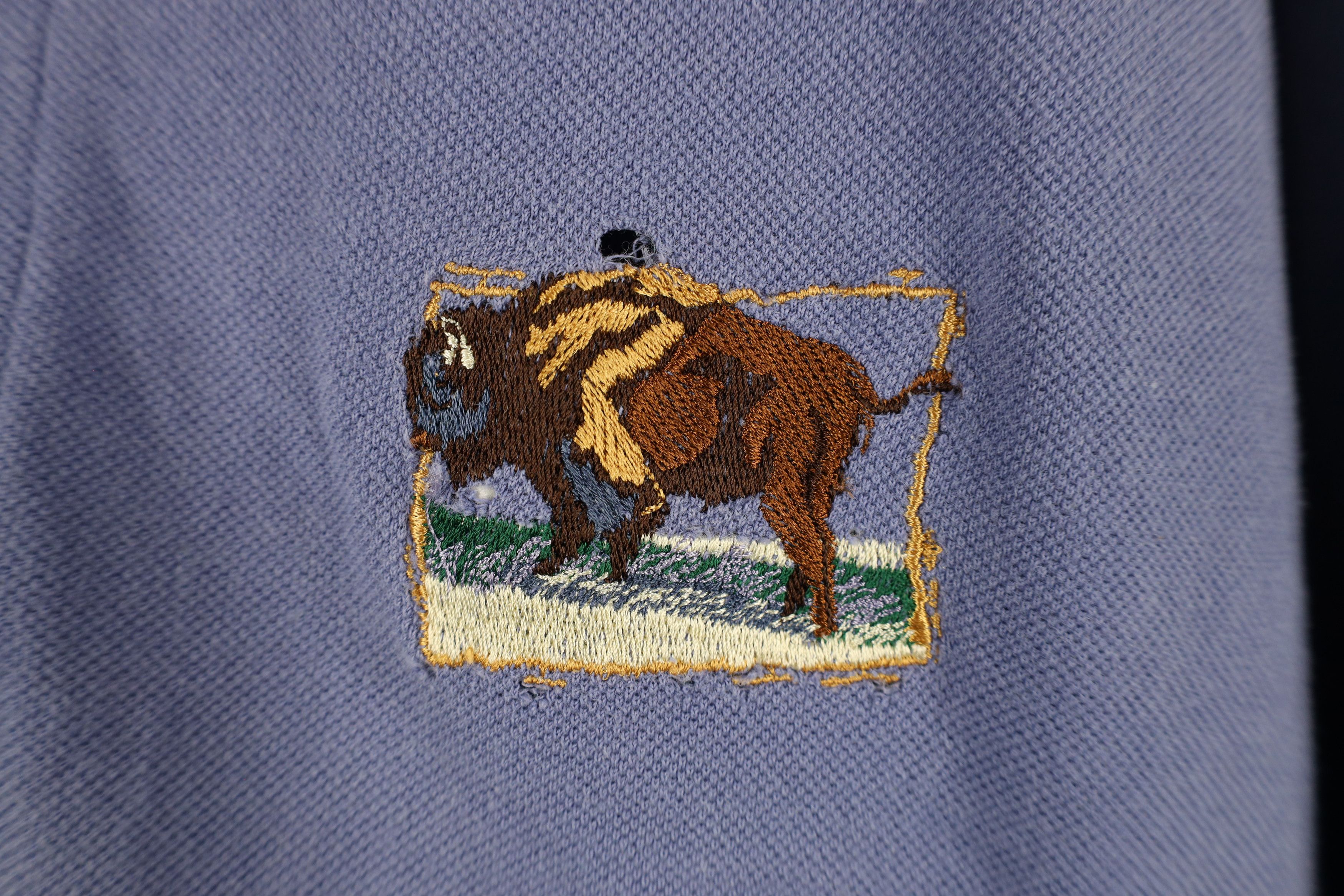 Vintage Vintage 90s Streetwear Bison Collared Polo Shirt Purple Size US XL / EU 56 / 4 - 4 Thumbnail
