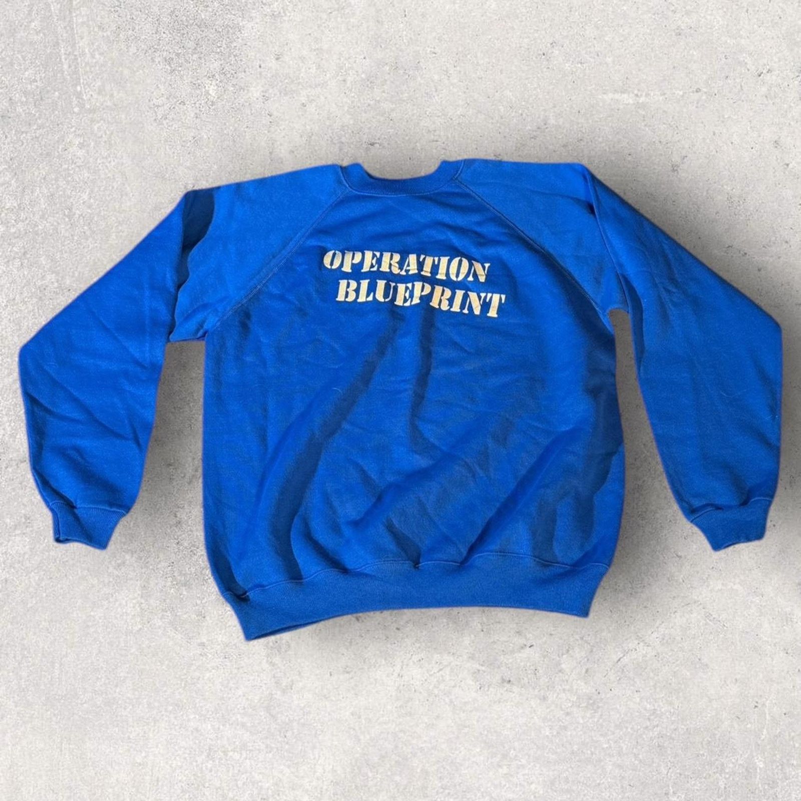 Hanes Vintage 80’s Operation Blueprint Blue Crewneck Size US XL / EU 56 / 4 - 2 Thumbnail