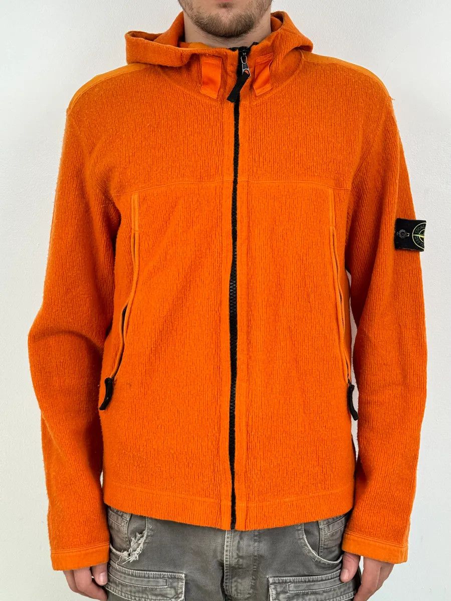 Stone Island Stone Island Orange Wool Fleece Zip-up Hoodie Size US L / EU 52-54 / 3 - 2 Thumbnail