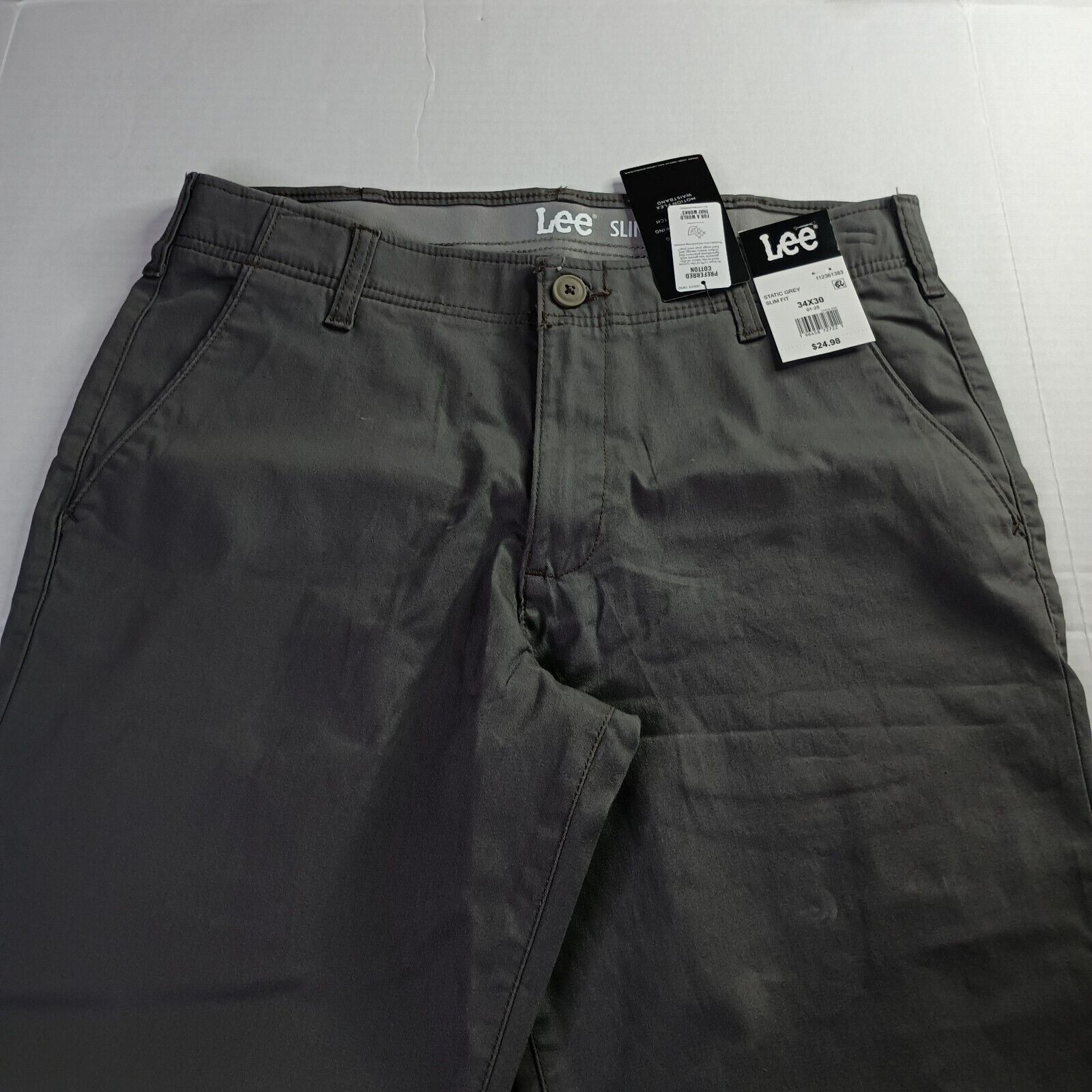 Lee Lee Chino Motion Flex Waistband Pants Men's 34x30 Gray Slim Size US 34 / EU 50 - 3 Thumbnail