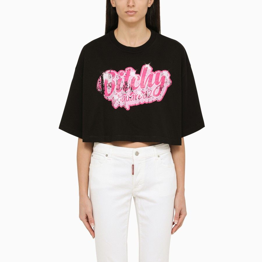 Dsquared2 o1d2blof0824 Oversize Print T-Shirts in Black Size M / US 6-8 / IT 42-44 - 1 Thumbnail