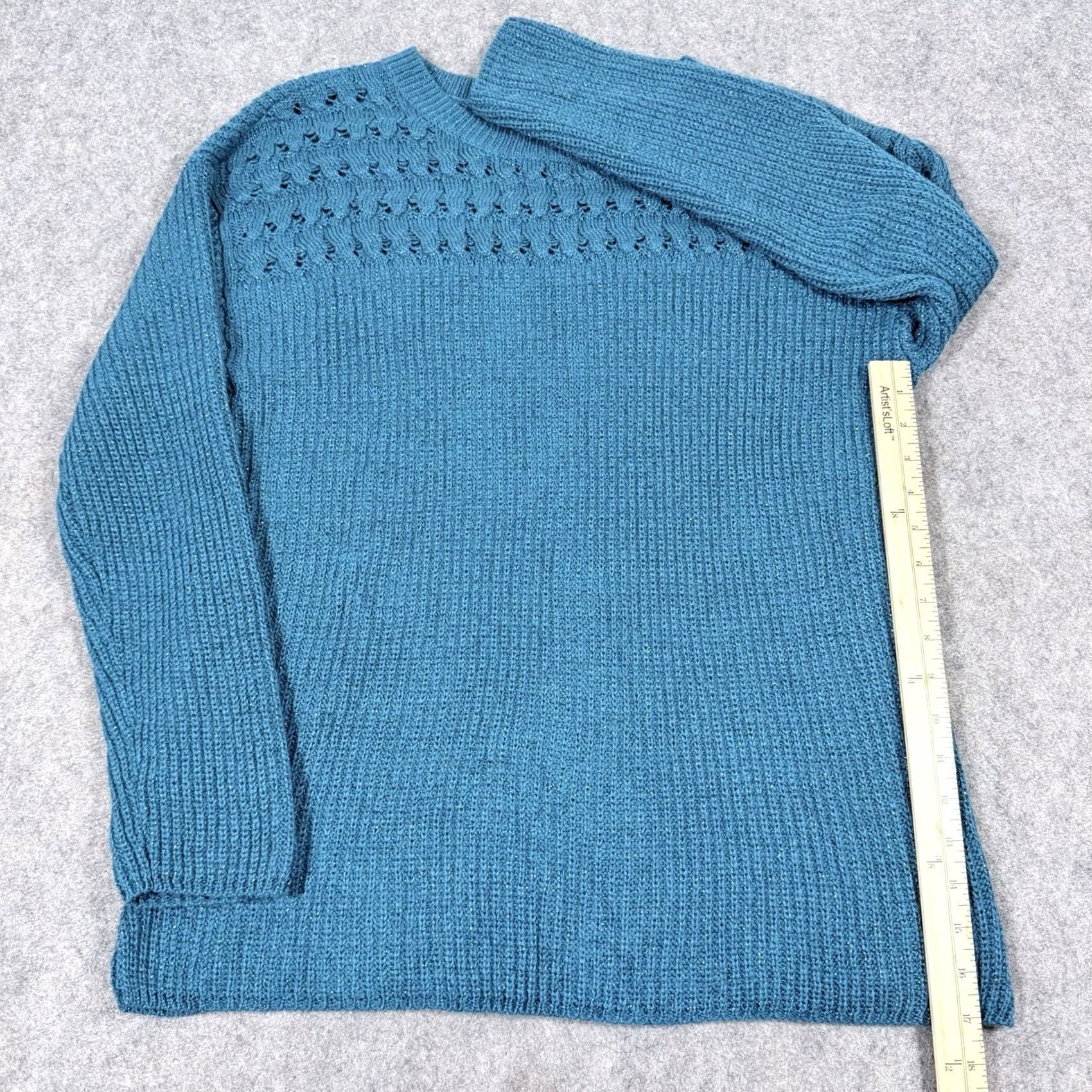 Vintage St. John's Bay Casual Knit Sweater Shirt Women's XL Teal Blue Long Sleeve Knit Pullover Casual Wear 90s Style Mens Womens Size XL / US 12-14 / IT 48-50 - 7 Thumbnail