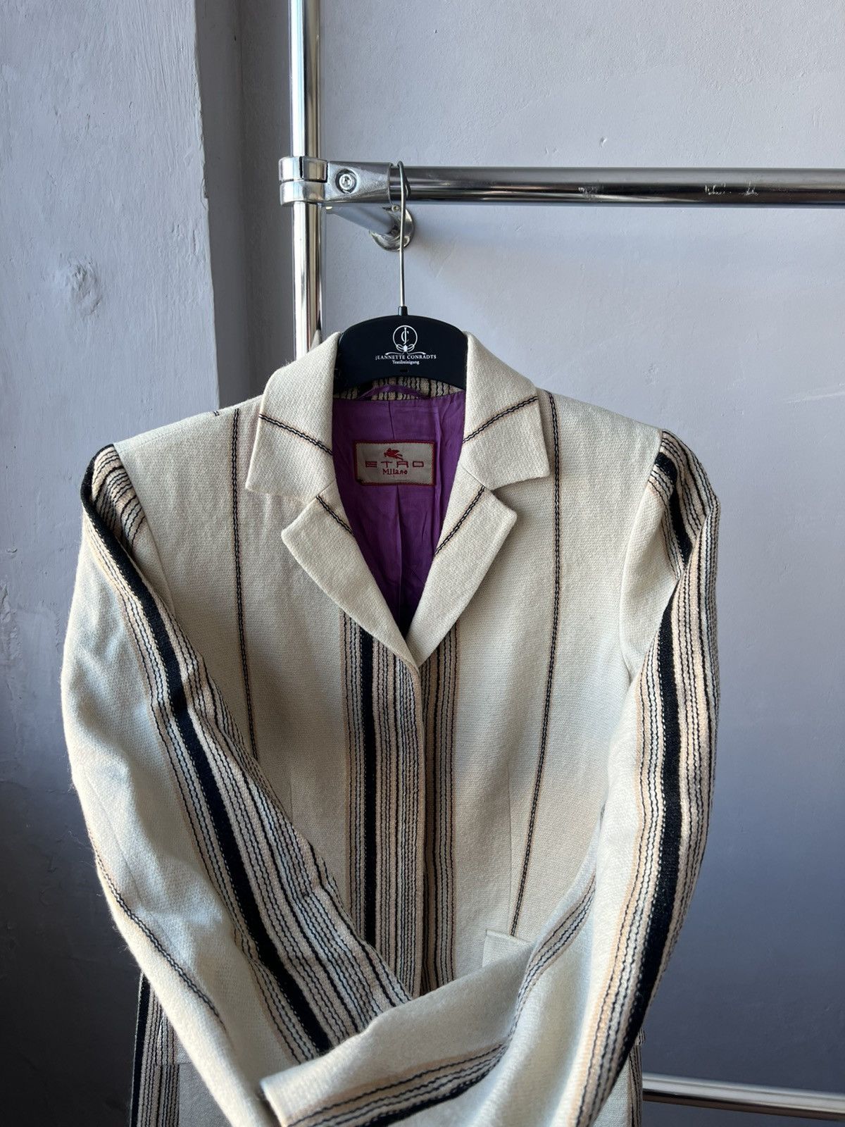 Etro VINTAGE ETRO MILANO WOOL STRIPED WOMEN CLASSIC COAT JACKET42 Size M / US 6-8 / IT 42-44 - 8 Thumbnail