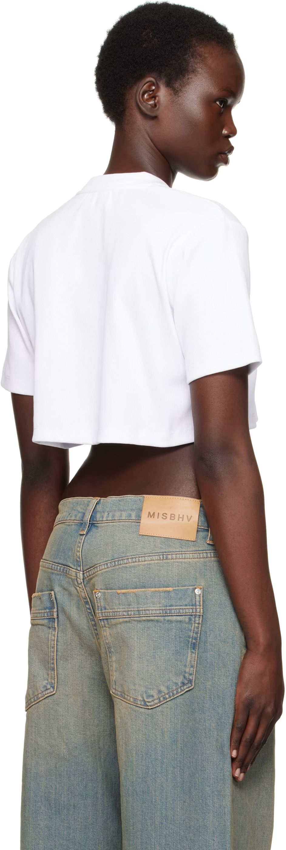 Off-White o1mle0425 Off Stamp Rib Cropped T-Shirt in White Size XS / US 0-2 / IT 36-38 - 4 Thumbnail