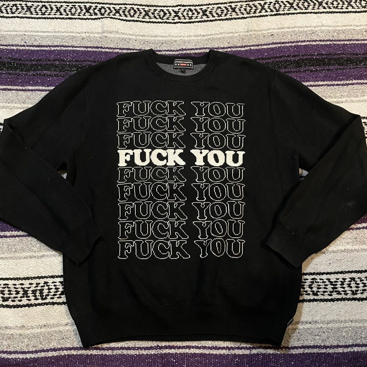 SUPREME✖︎HYSTERIC GLAMOUR Fuck Sweater Buy Supreme x Hysteric Glamour Fuck You Sweater 'Black