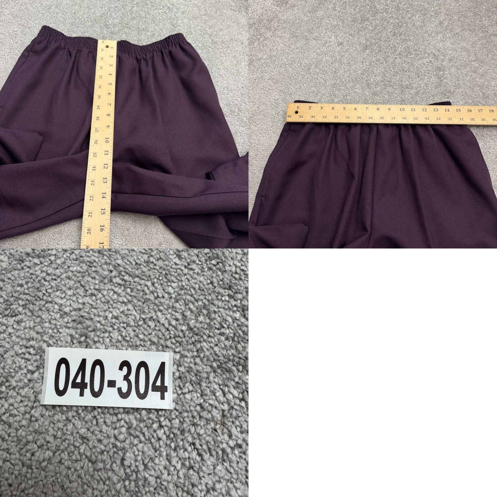 Vintage BonWorth Womens Large Petite Pull On Cropped Dress Pants Purple Elastic Size 36" / US 14 / IT 50 - 9 Thumbnail