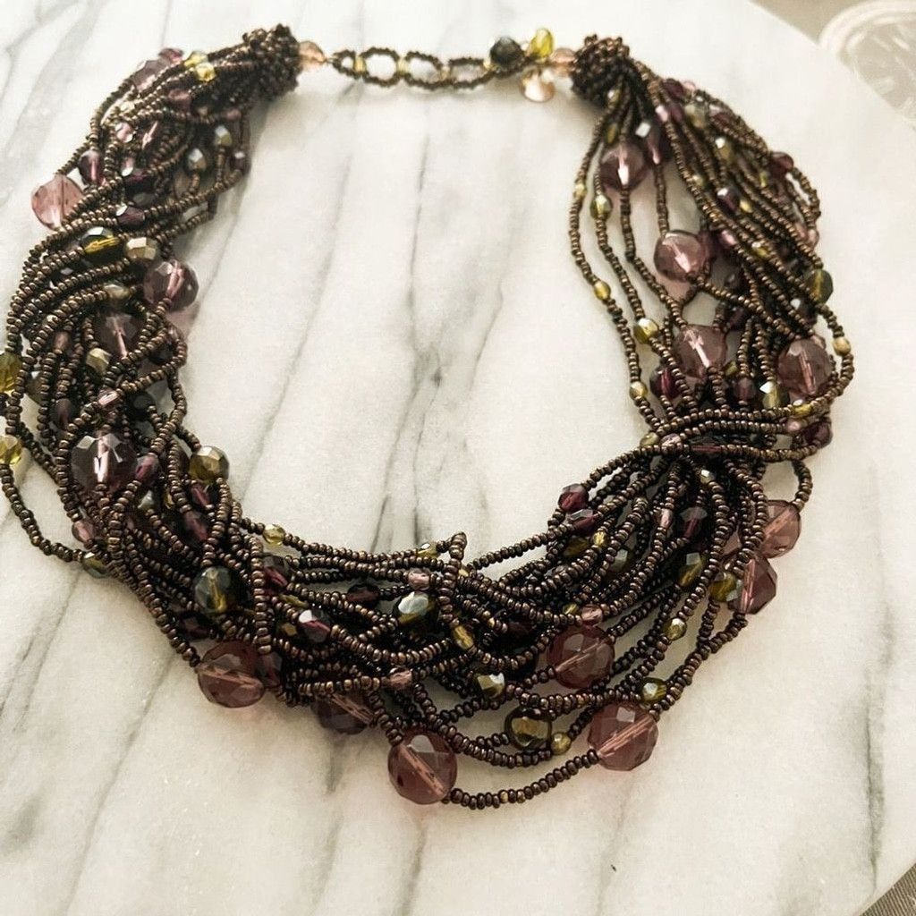 Vintage Elma Venezia Necklace Venetian Glass Beaded Purple Size ONE SIZE - 2 Thumbnail