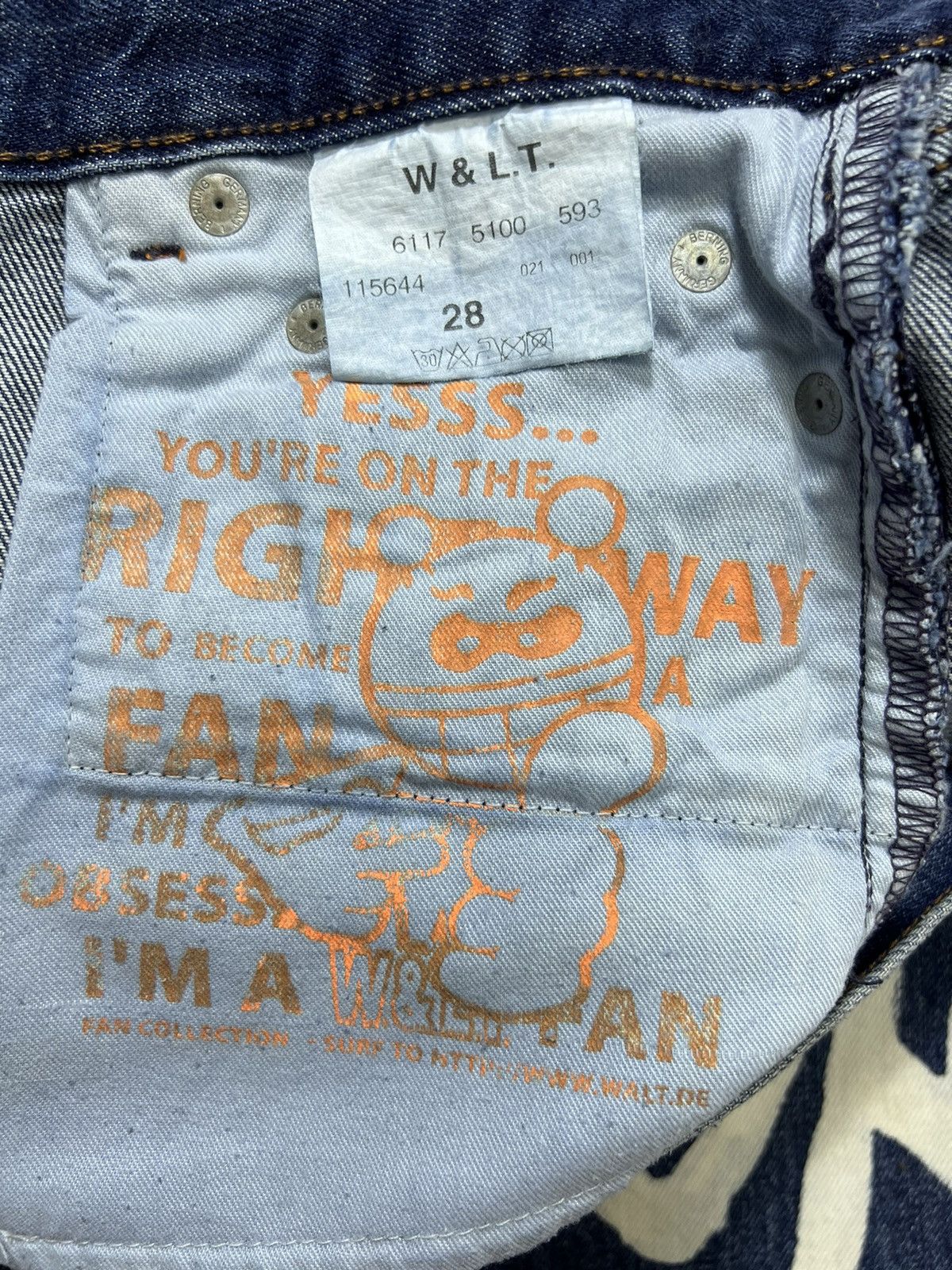 Walter Van Beirendonck W&LT - A/W 1999 - Bleach Graffiti Flared Denim Jeans Size US 28 / EU 44 - 12 Thumbnail