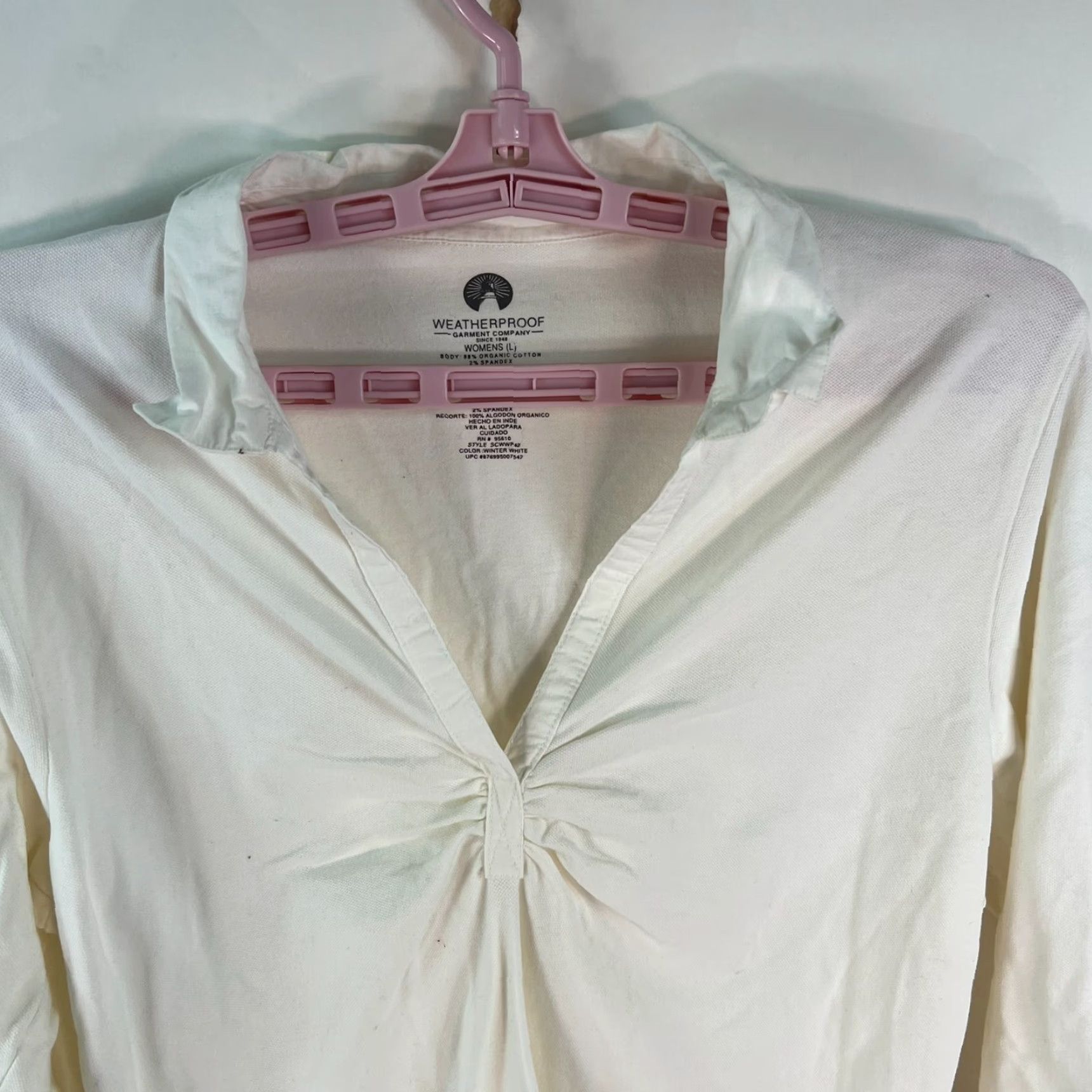 Weatherproof Weatherproof Cotton Blouse Top Women’s Large Ivory 3/4 Sleeve Casual Classic Size L / US 10 / IT 46 - 2 Thumbnail