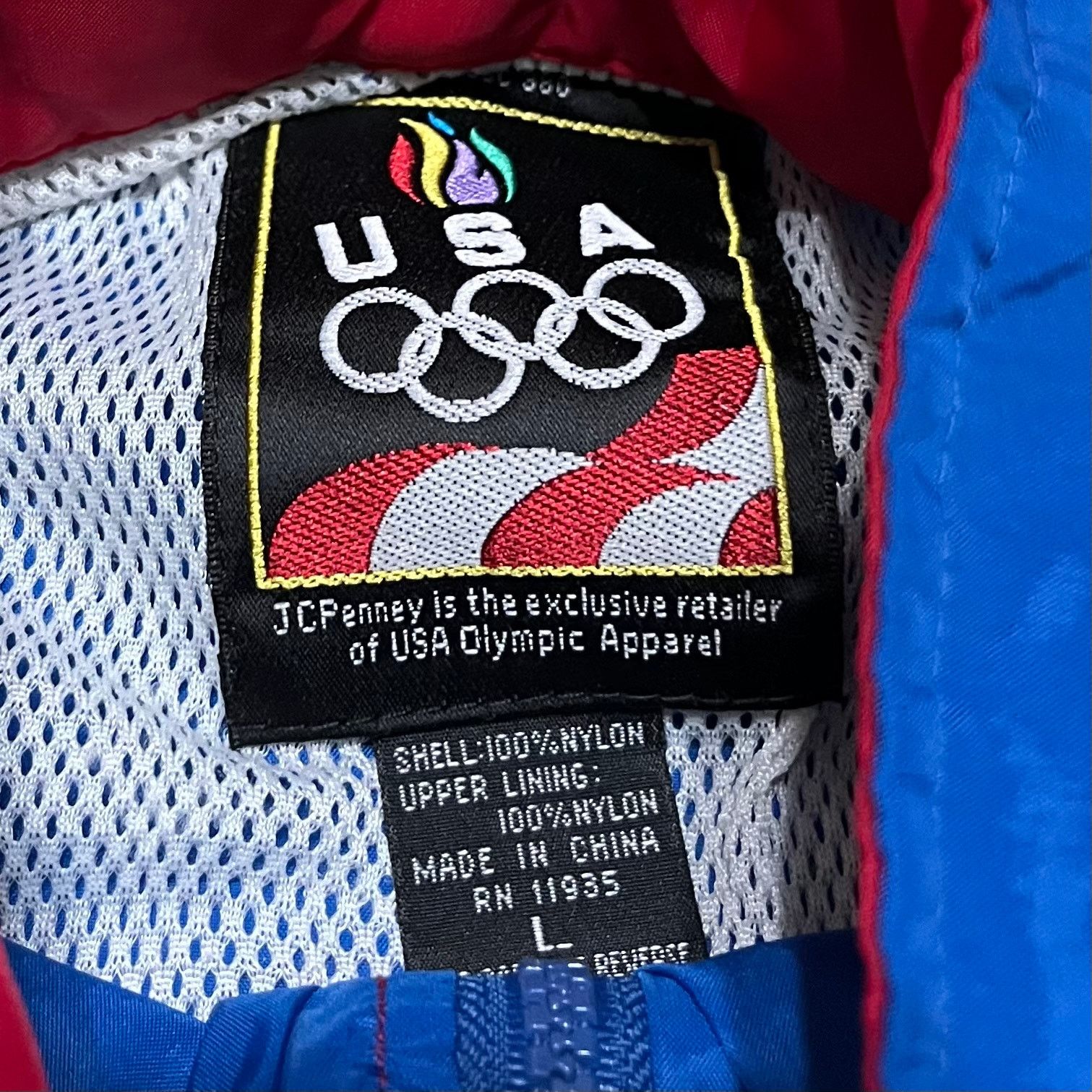USA Olympics Vintage 90s USA Olympic Team Windbreaker Jacket Red White Bl Size US L / EU 52-54 / 3 - 3 Thumbnail