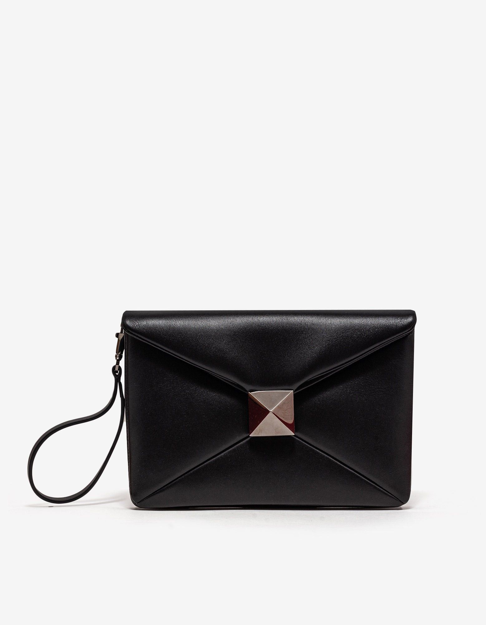Black One Stud Nappa Clutch Bag