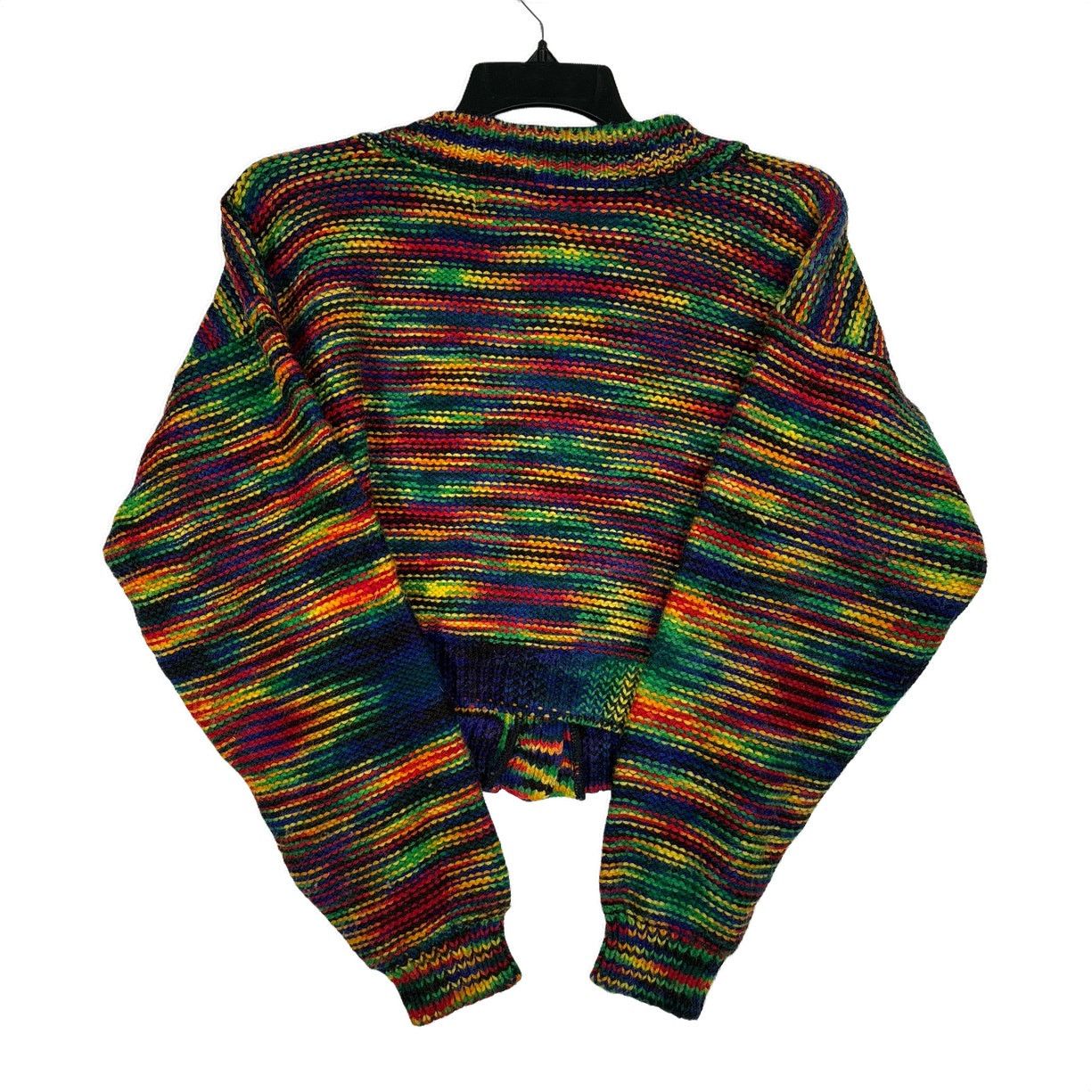 Other Vtg 90s FBE Rainbow Striped Chunky Knit Cardigan Cropped Size M / US 6-8 / IT 42-44 - 2 Thumbnail