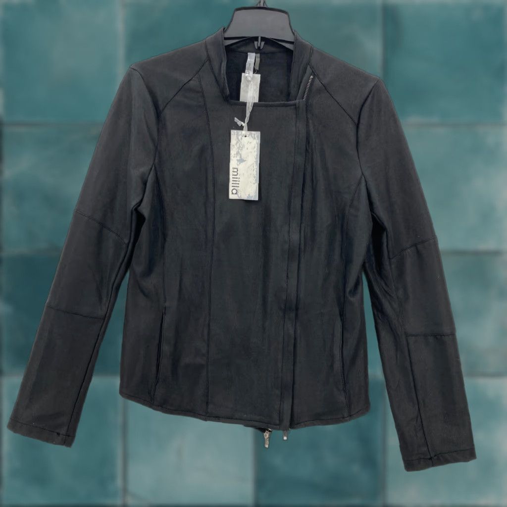 Vintage Miilla David Sueded Asymetrical Jacket Women's L Black Full Zip Motorcycle Jacket Size L / US 10 / IT 46 - 1 Thumbnail