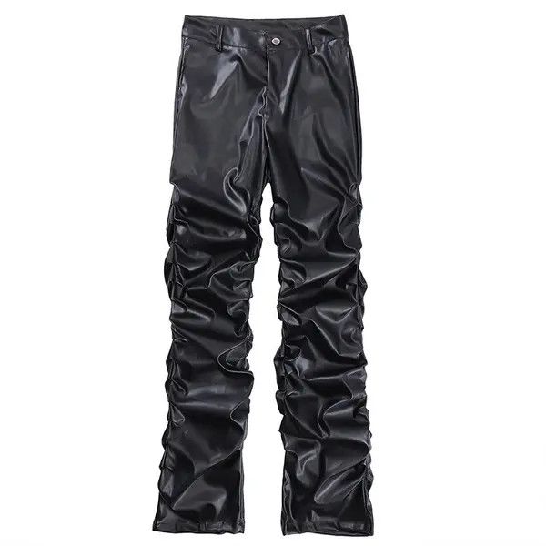 Japanese Brand Ishiguro x Aya Loose Ruched Casual PU Leather Pant Size US 32 / EU 48 - 5 Thumbnail
