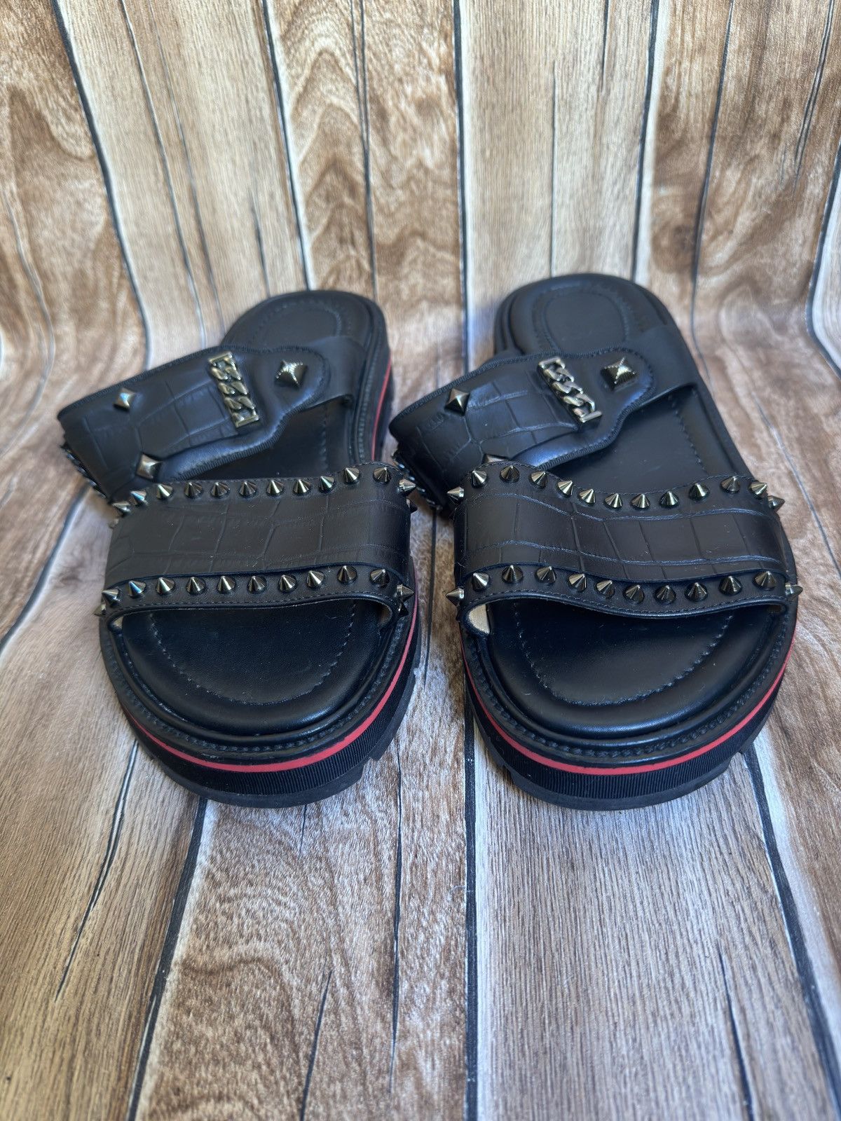 Christian Louboutin Rare Crog studded leather sandals Size US 7.5 / EU 40-41 - 3 Thumbnail