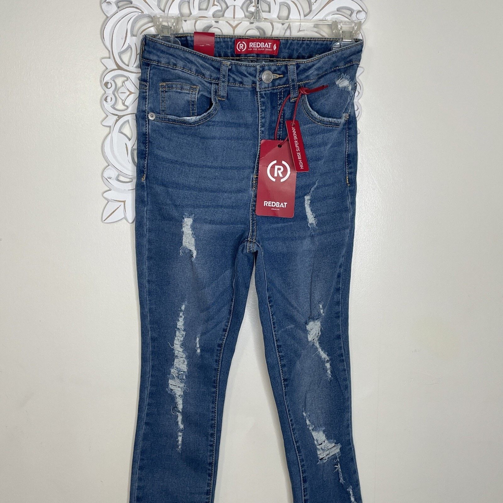 Other REDBAT 6 Blue Jeans Distressed Denim High Rise Skinny NWT Size 24" / US 00 / IT 34 - 2 Thumbnail