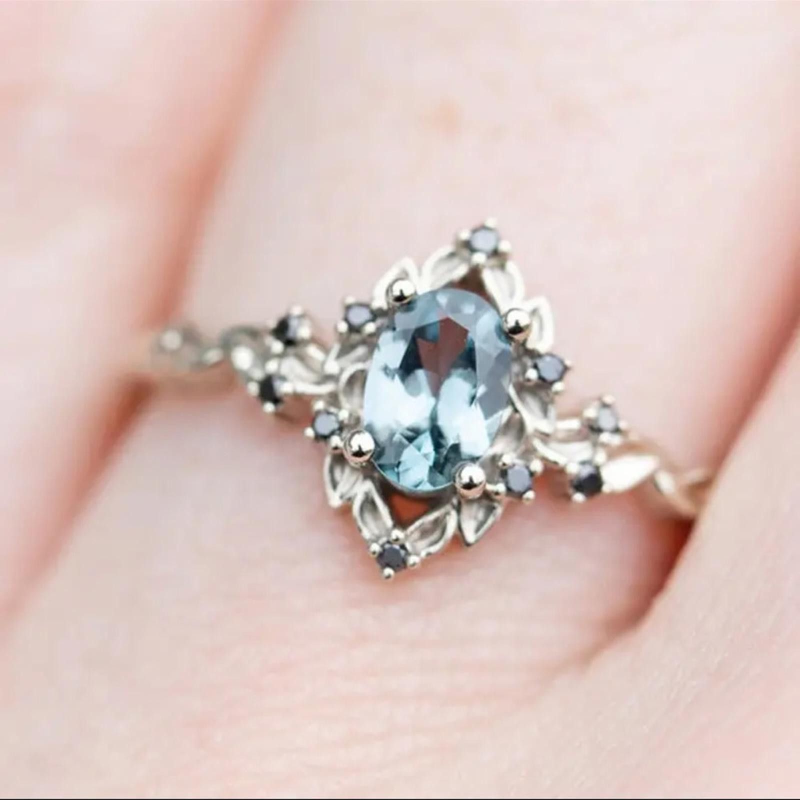 Designer Silver and Blue Gemstone Ring Size 6 NWT Size ONE SIZE - 3 Thumbnail