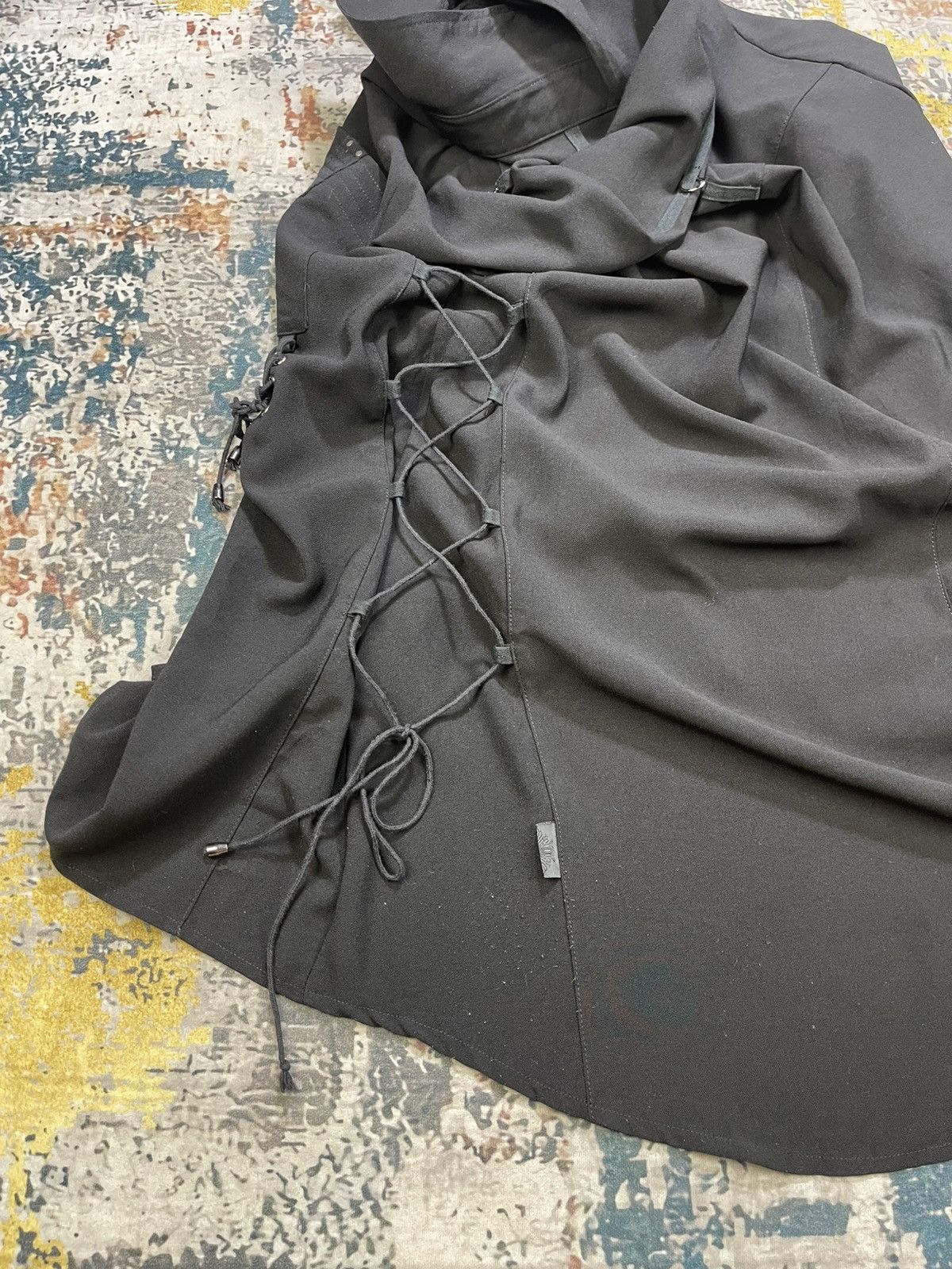 Ozz On Conte Oversized Lace Up Eyelet Goth Long Shirt