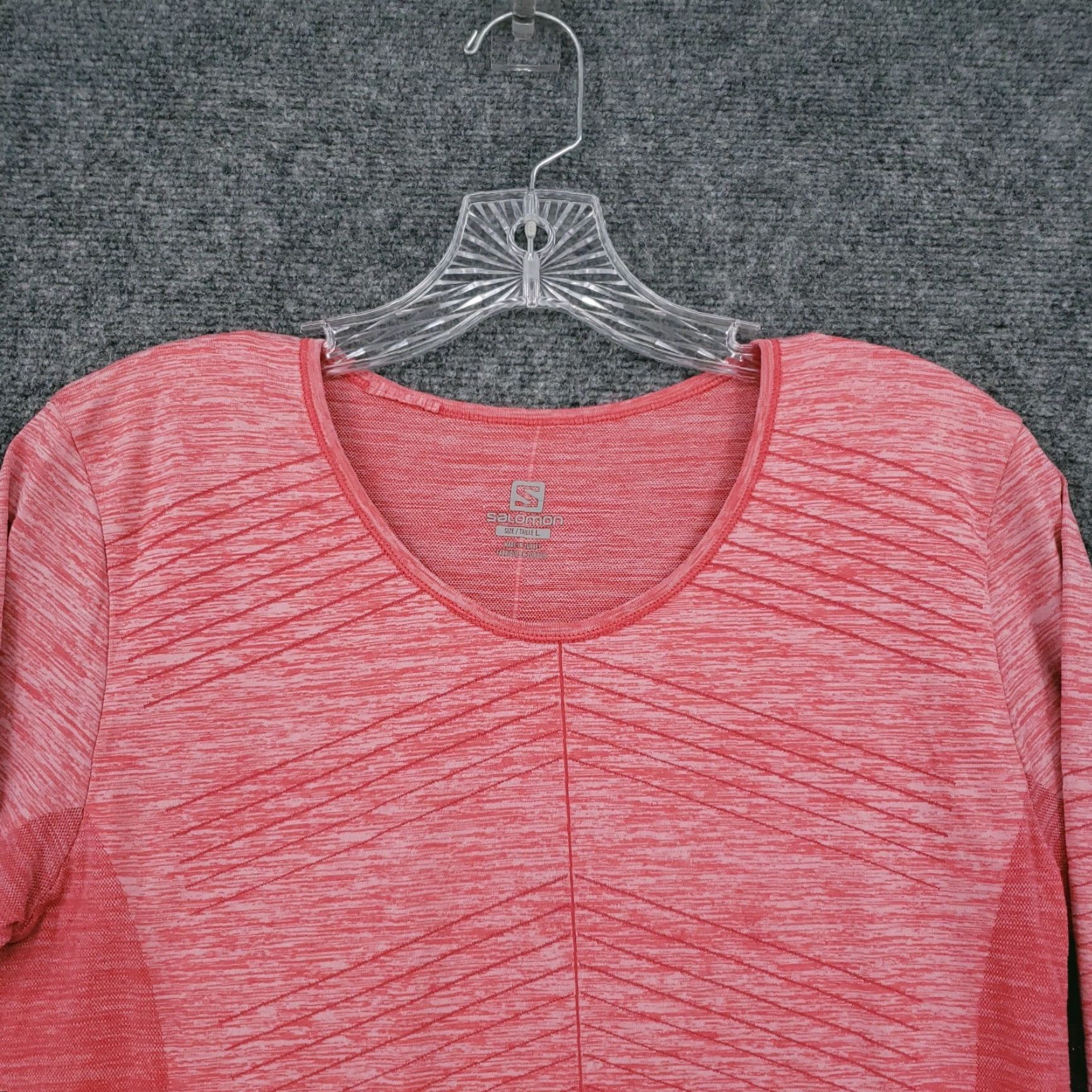 Salomon Salomon Womens L Red Long Sleeve Pullover Round Neck Breathable Lightweight Running Shirt Womens Size L / US 10 / IT 46 - 3 Thumbnail