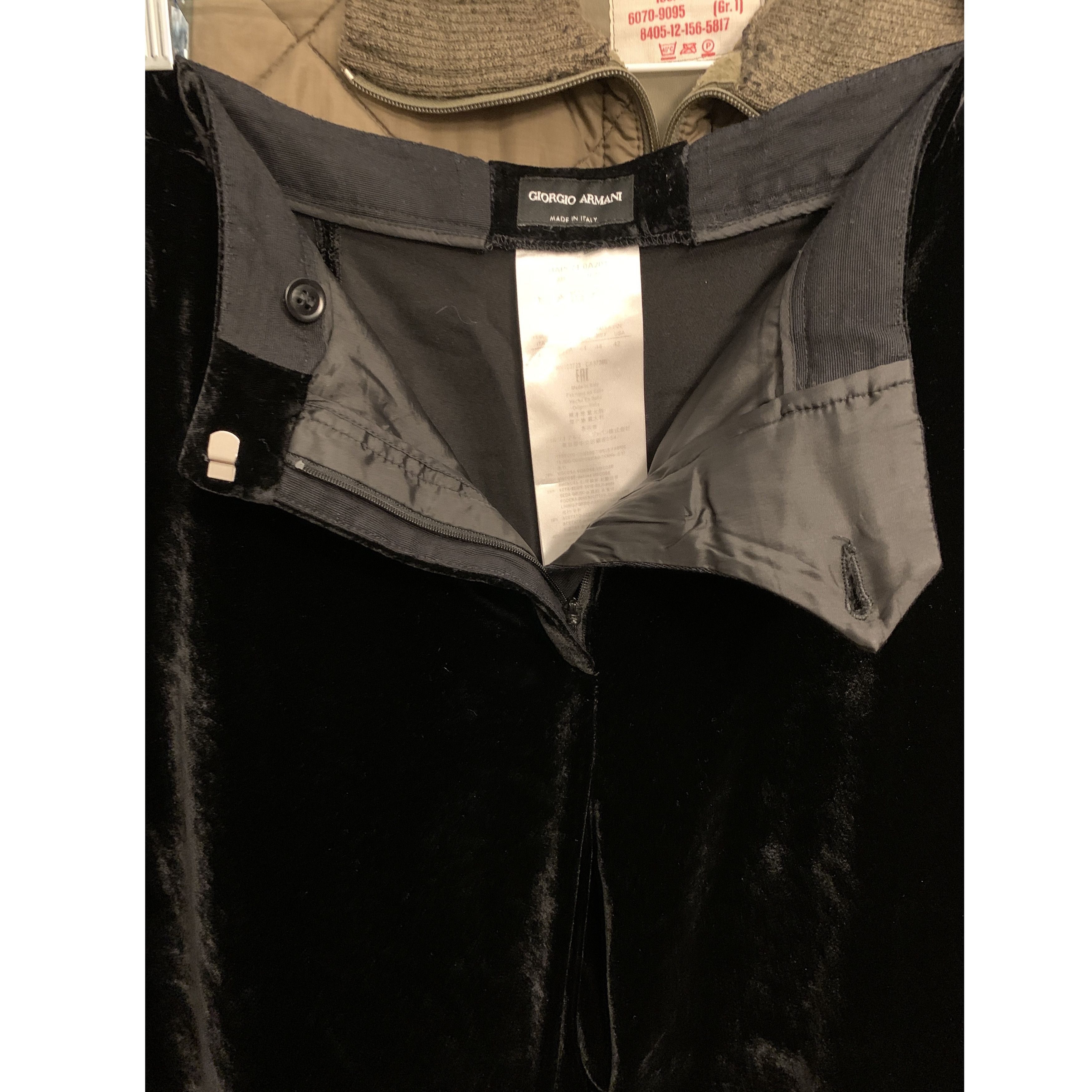 Giorgio Armani Vintage Black Crushed Velvet Silk Viscose Sweatpants Size 36" / US 14 / IT 50 - 3 Thumbnail