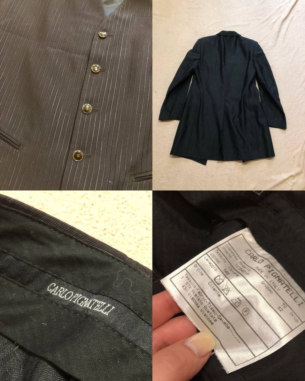 Carlo Pignatelli Vintage Y2K luxury classic suit Carlo Pignatelli black Size 42R - 4 Thumbnail