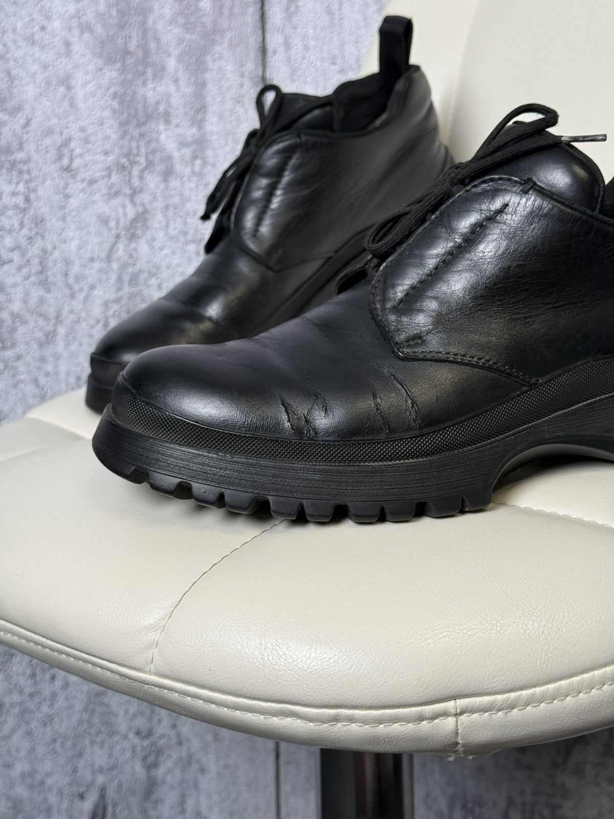 Prada Prada Black Leather Boots Men’s Lug Sole Shoes Made in Italy Size US 9 / EU 42 - 2 Thumbnail