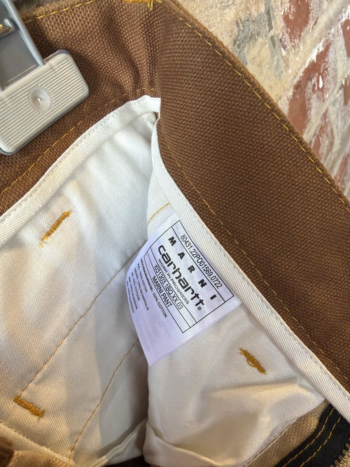 Carhartt Wip × Marni Marni x Carhartt WIP Mix Fabric Pant (Brown SZ XXS) Size US 27 - 5 Thumbnail