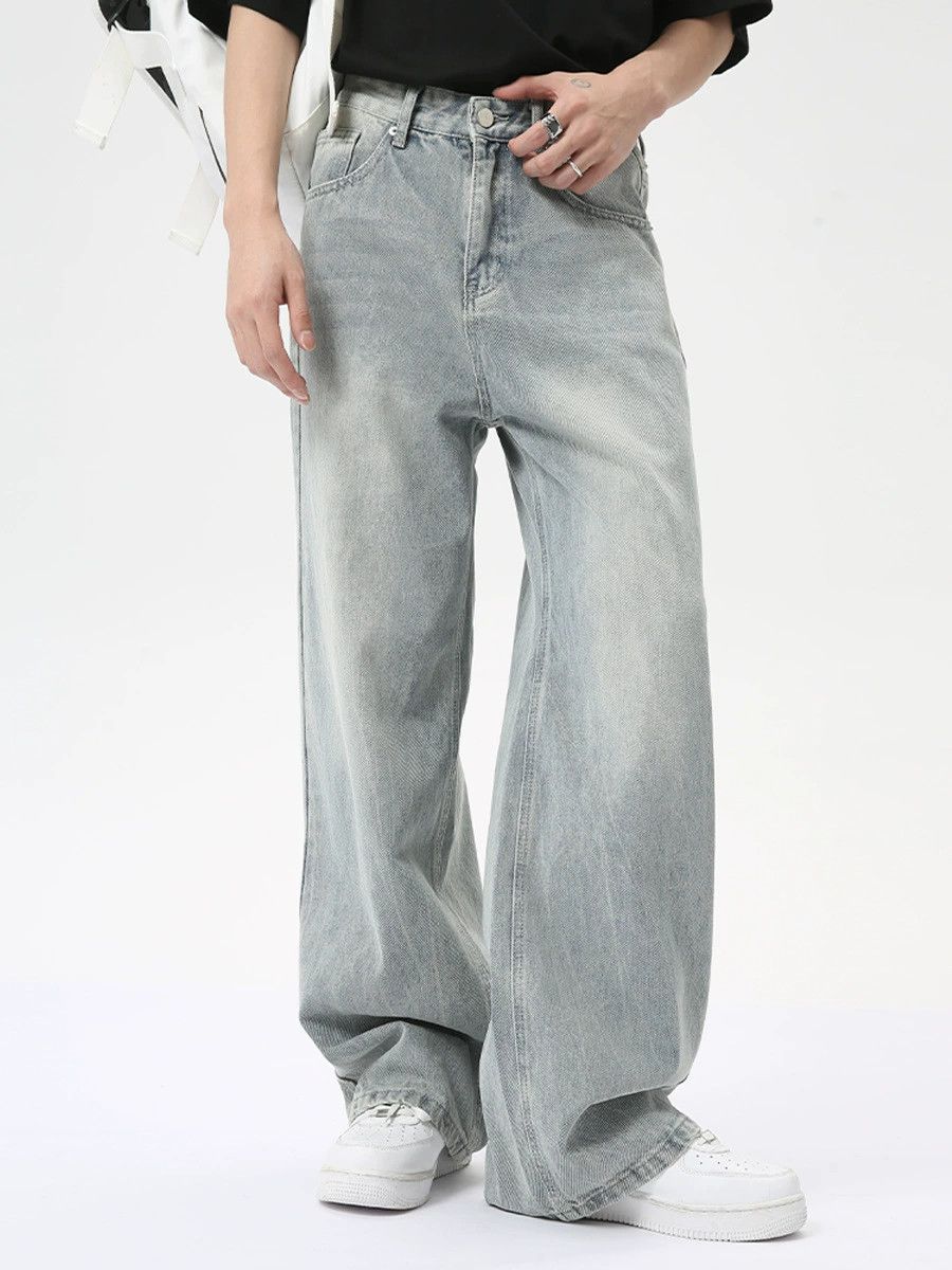 Jean American washed light blue straight loose jeans Size US 32 / EU 48 - 2 Thumbnail
