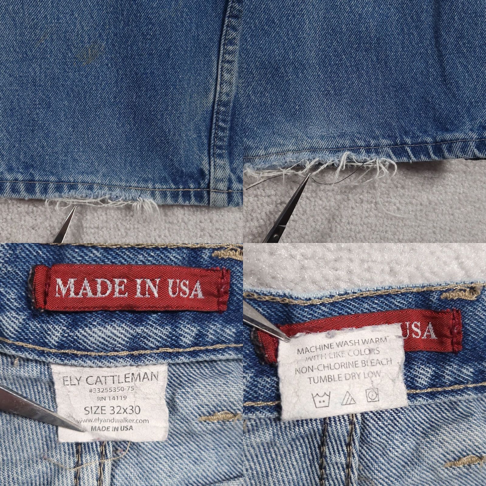 Vintage Vtg Ely Cattleman Jeans Mens 32X30 Denim Straight Leg USA Jeans Shirt Pants Mens National USA Styles Size US 34 / EU 50 - 11 Thumbnail