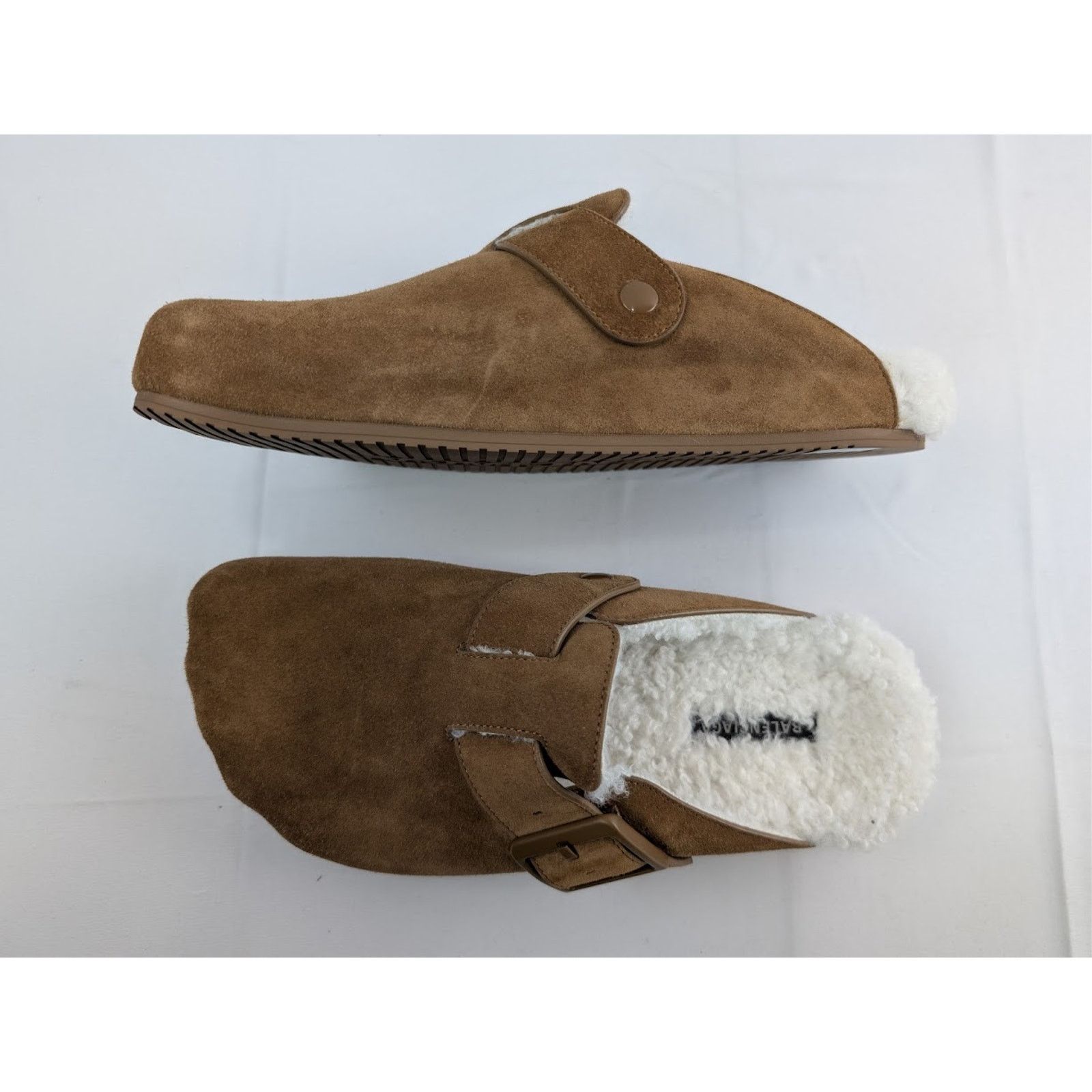 Balenciaga o1rshd1 Suede Shearling Sunday Mules in Beige/Off White Size US 9 / EU 42 - 1 Thumbnail