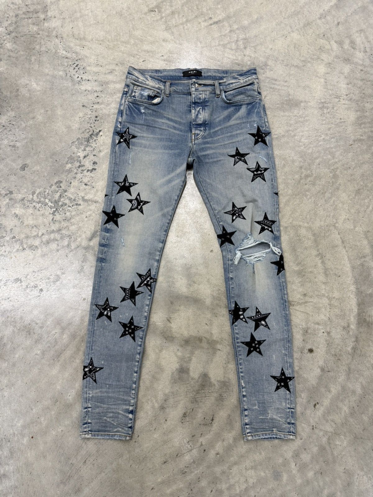 Amiri Amiri Bandana Star Patchwork Skinny Jeans Size US 33 - 1 Thumbnail
