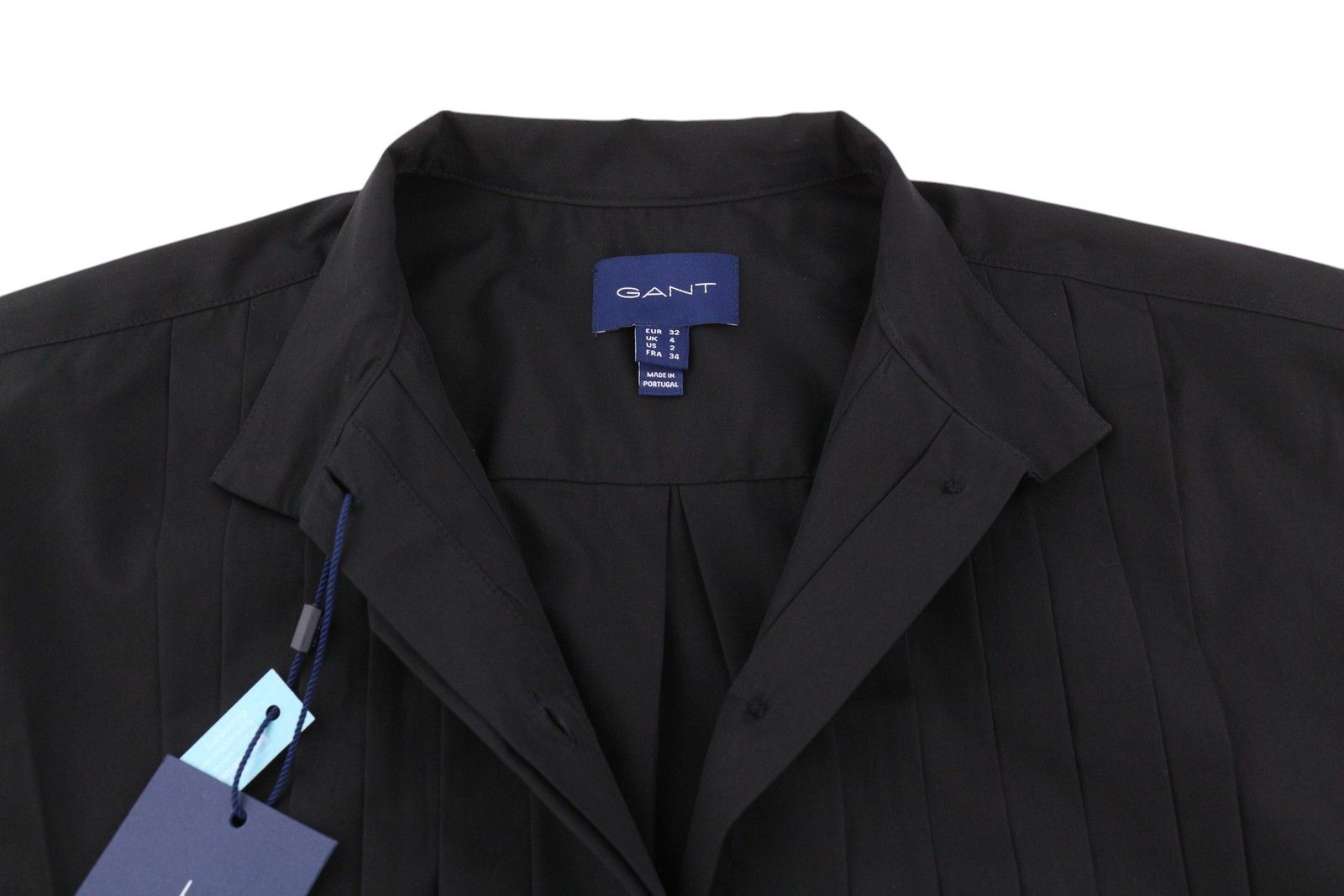 Gant TUX PLEATED EU32 Black Button-Up Band Neck Shirt 85002 Size XS / US 0-2 / IT 36-38 - 4 Thumbnail