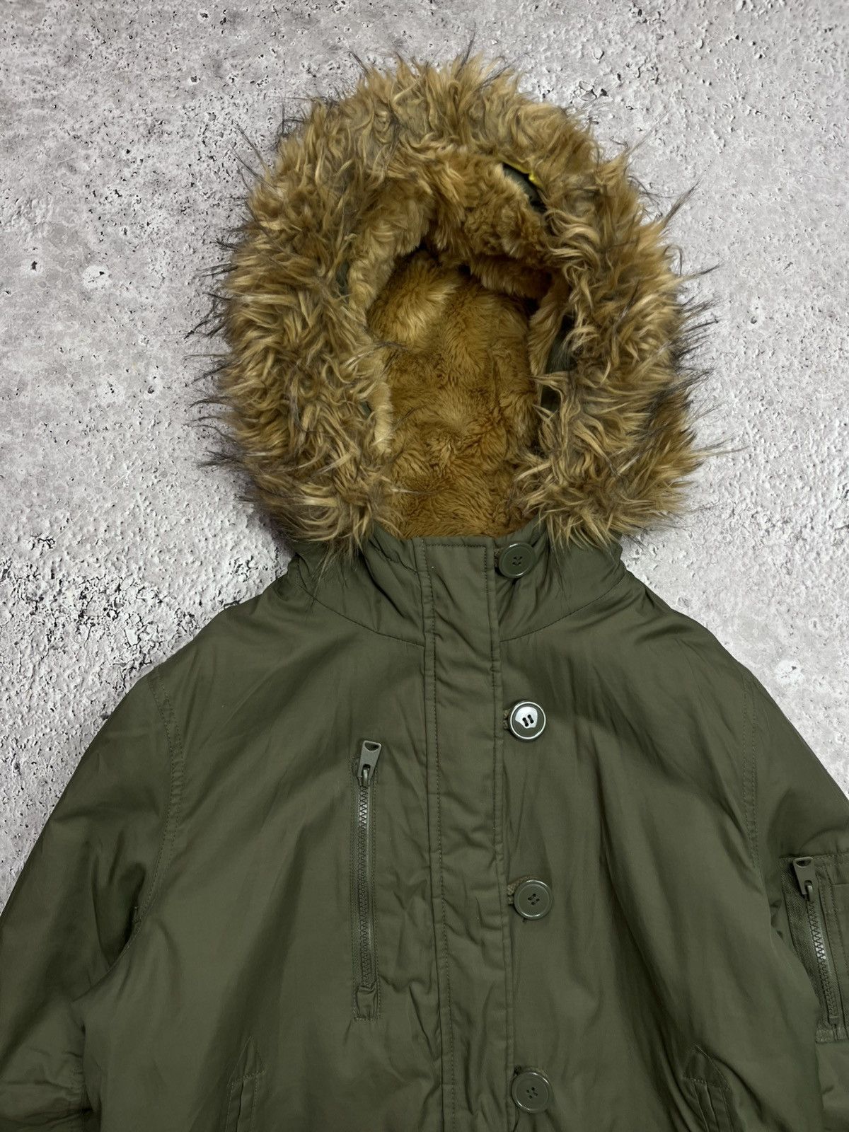 Other Women’s Olive Faux Fur Hood Bomber Jacket S Size S / US 4 / IT 40 - 4 Thumbnail