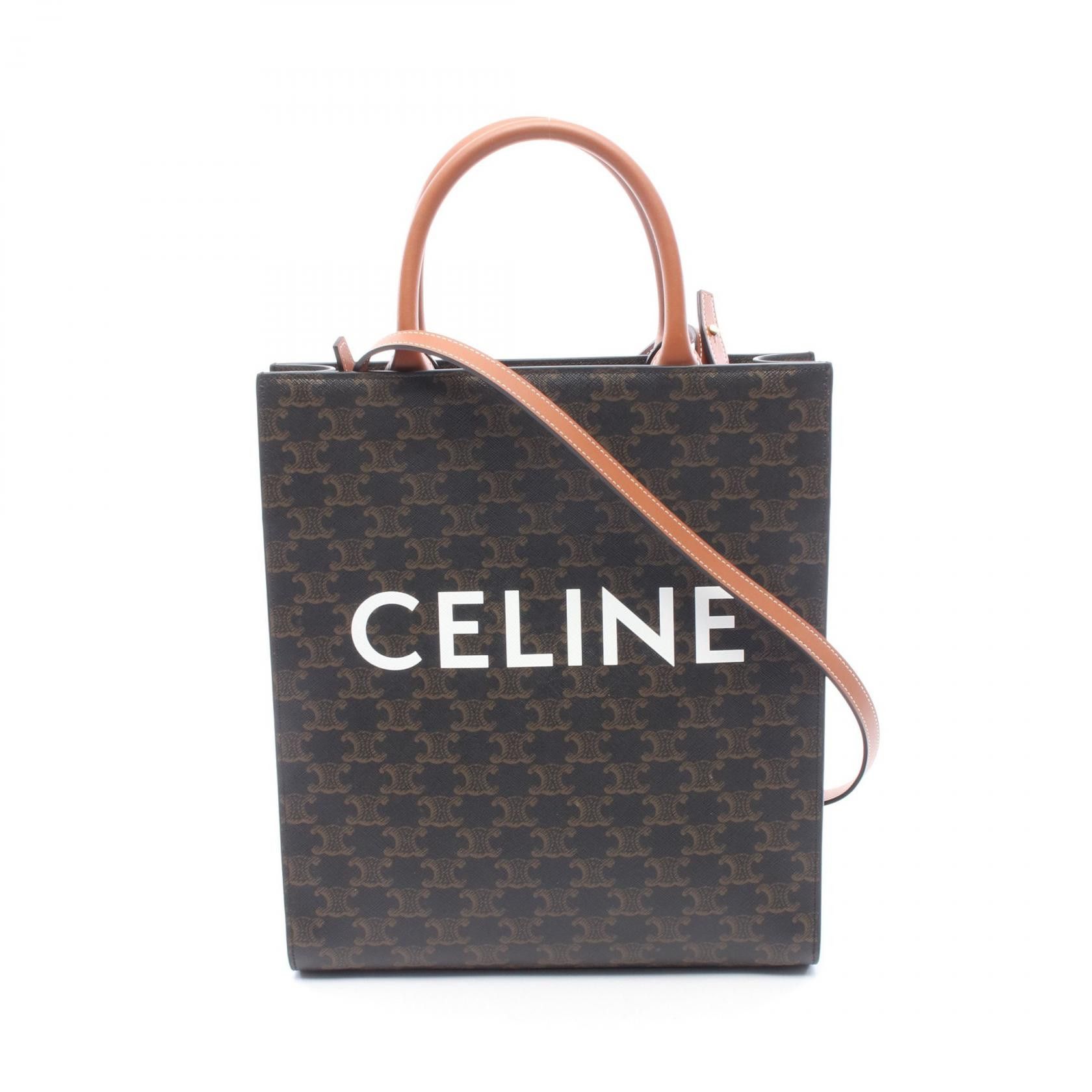Celine Celine Celine Small Vertical Cabas Triomphe Coated Canvas Tote Bag Textile Tote Bag 191542BZK DUTY FREE for USA Size ONE SIZE - 1 Thumbnail