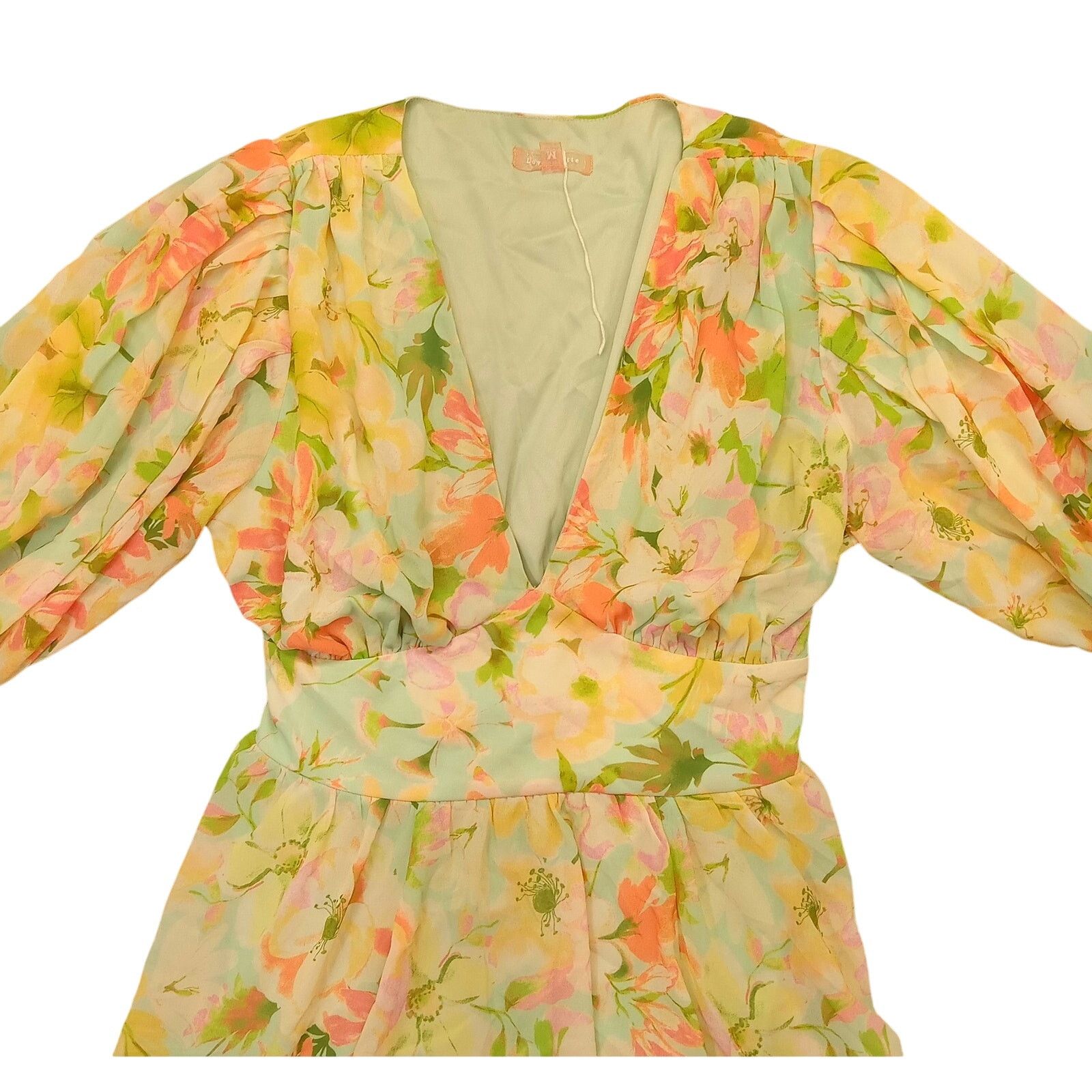 & Other Stories Love Colette Sheer Dress M Floral Lined Green Polyester Size M / US 6-8 / IT 42-44 - 2 Thumbnail