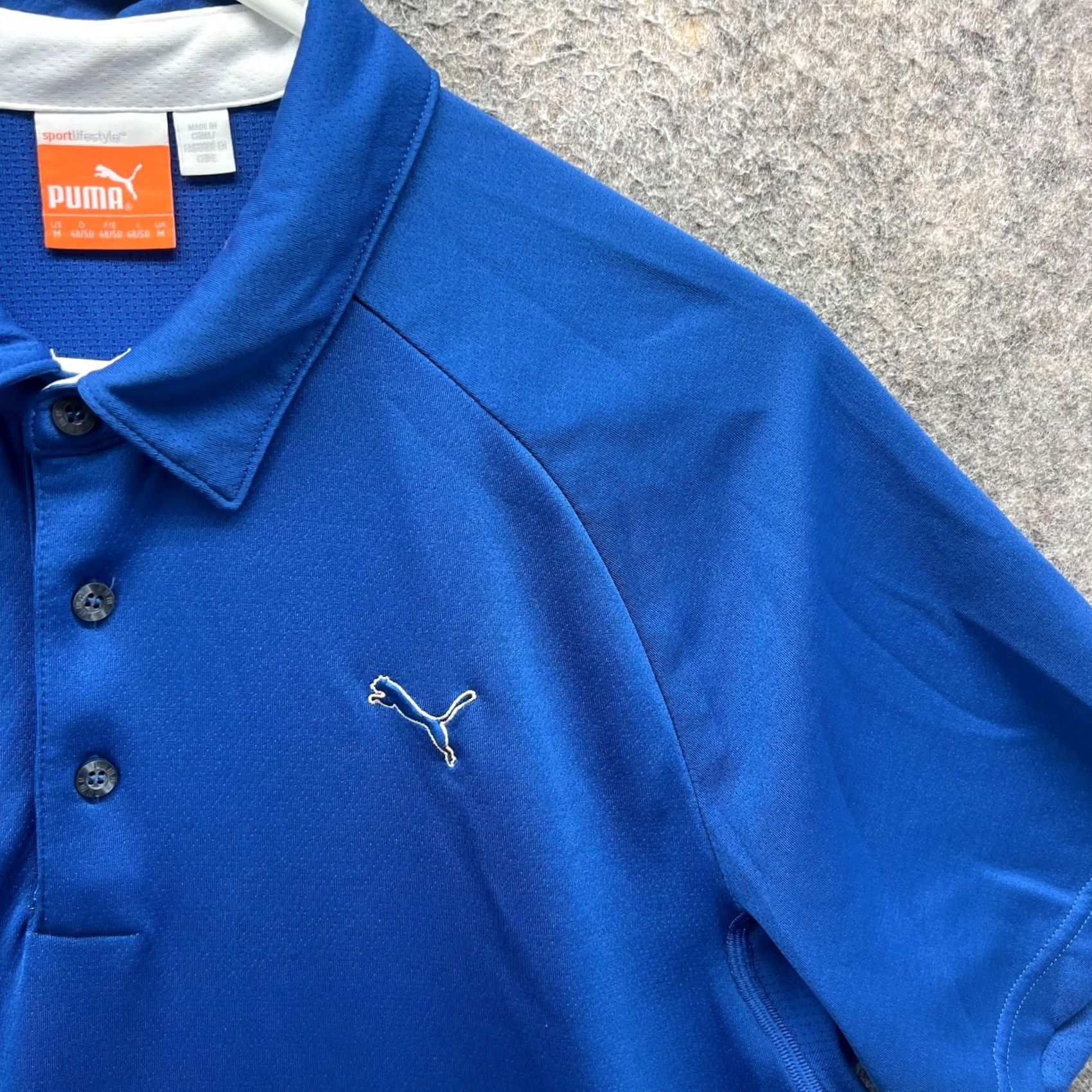 Puma PUMA Polo Shirt Mens Medium Royal Blue Athletic Sport Lifestyle Logo Knit Shirt Golf Regular Fit Short Sleeve Blue 40 in Chest Size US M / EU 48-50 / 2 - 4 Thumbnail