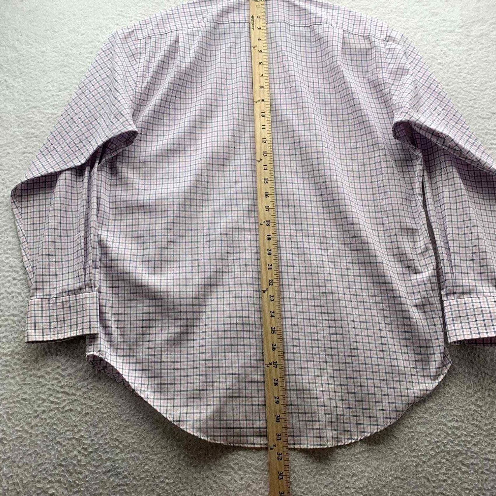 Ralph Lauren Lauren Ralph Lauren Mens Dress Shirt 15.5 32/33 Pink Blue Check Spread Collar Size 40R - 6 Thumbnail