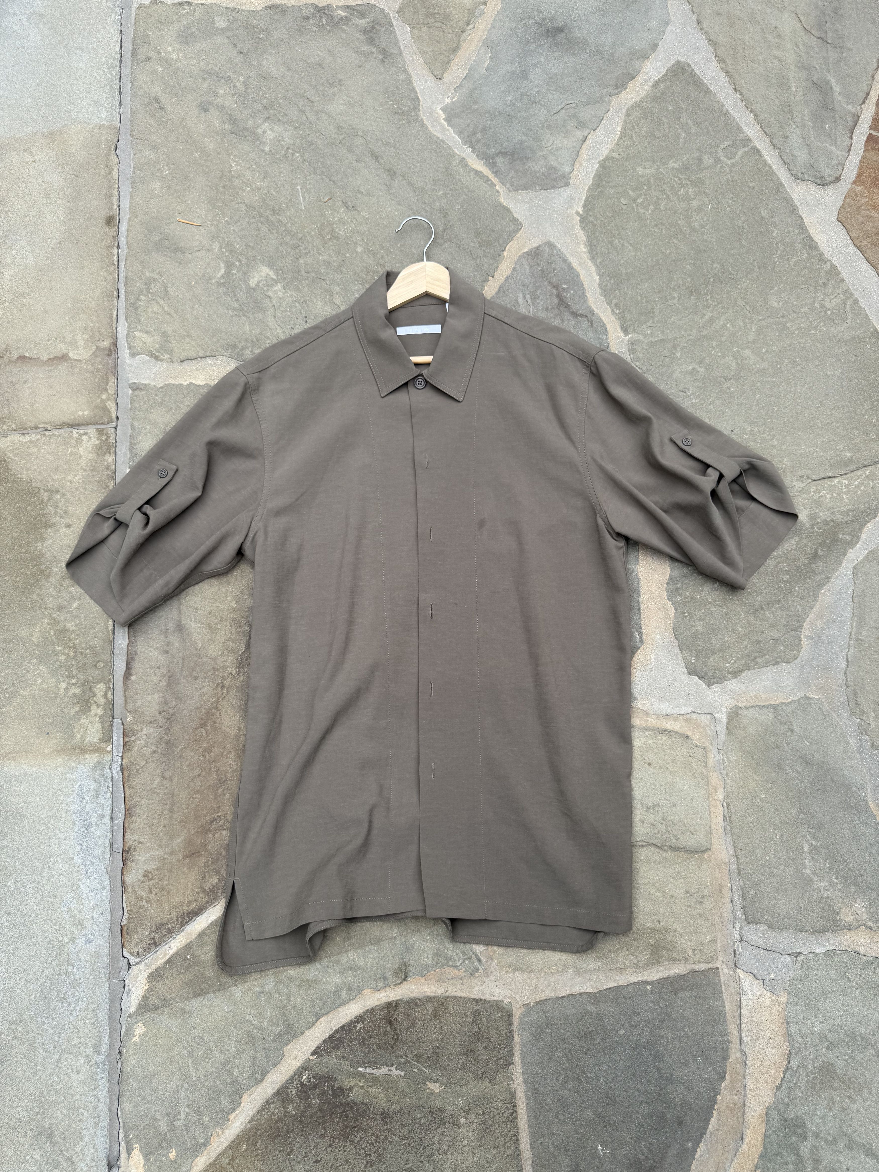 Helmet Lang Short Sleeve Button Up Roll Up
