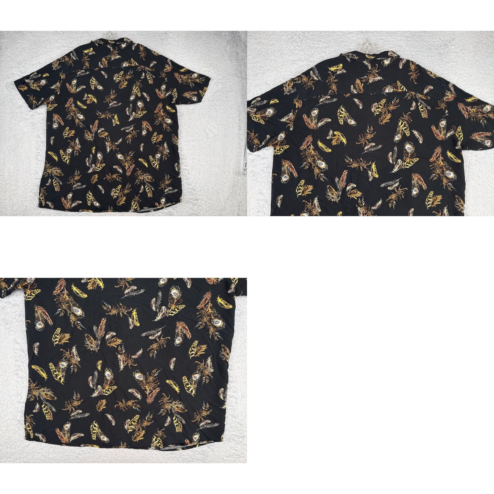 Vintage VINTAGE 185 Couture Shirt Men 1XL Black Floral Feathers AOP Hawaiian Button Cotton Read Size US XL / EU 56 / 4 - 9 Thumbnail