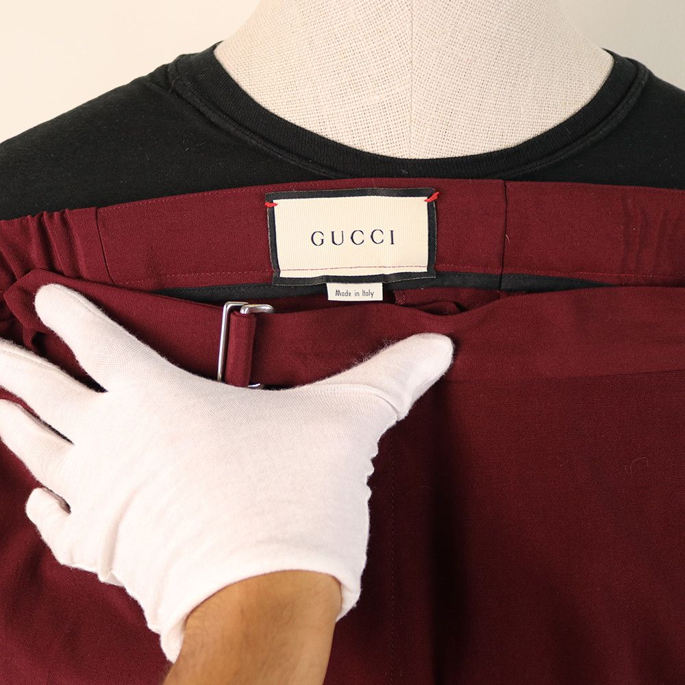 Gucci Gucci Burgundy Trousers with Blue Side Stripe and Self Belt Size 50R - 6 Thumbnail